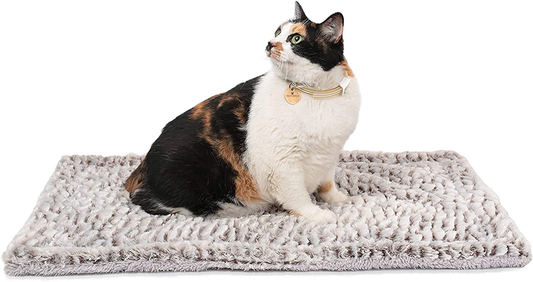 Furhaven Pet Heating Pad Thermanap Faux Fur Self-Warming Cat Bed, Cream