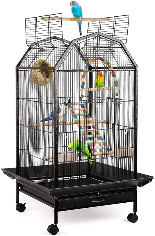 Lilithye Hanging Bird Cage Parakeet Cage Accessories Outdoor Pet Bird  Travel Cages Perches with Stand for