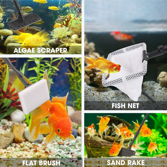 UPETTOOLS Aquarium Cleaning Tool 6 in 1 Fish Tank Cleaning Kit