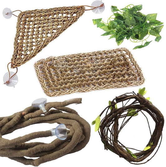 Duspro 10FT Reptile Vines for Climbing Bendable Branch for Reptile Natural  Moss Rope Jungle Decor for Bearded Dragon, Chameleon Tank Accessories