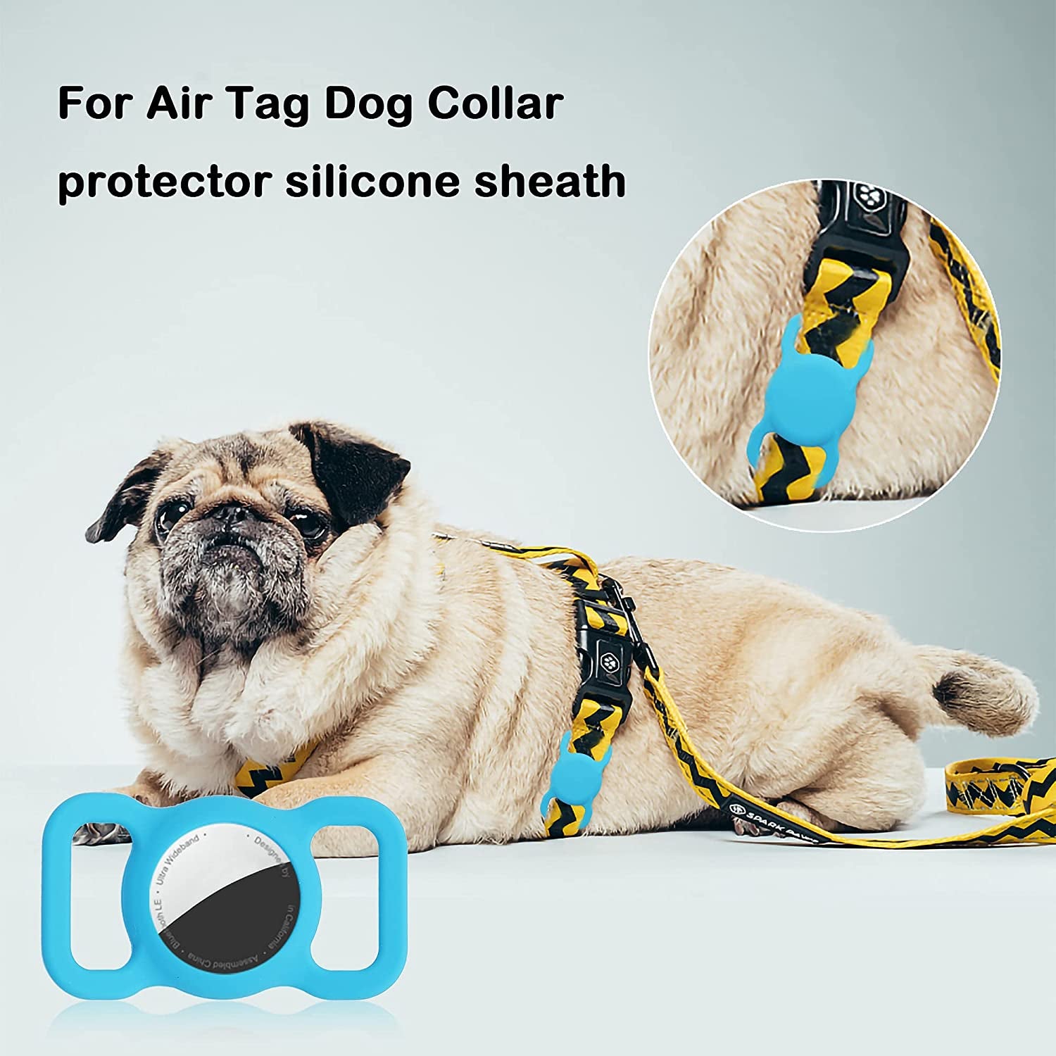 Air Tag Dog Collar Holder Compatible with Apple Airtag Case 4 Pack, LDHTY Air Tag Holder Accessories, Airtags Protective Cover Silicone for Dogs Cat Pet Collar Backpacks, Black/Blue/Purple/Pink