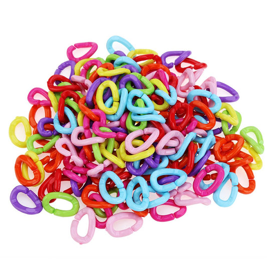 100 Piece Plastic C Clips Hooks Chain Links Rainbow C Links Children's  Learning Toys Small Pet Rat Parrot Bird Toy Cage