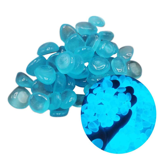 Oubest Fish Tank Rocks Glow Blue/Glow in The Dark Pebbles for Garden/Fish Tank/Aquarium/Plant Pots/Bonsai Walkway/Driveway 100pcs