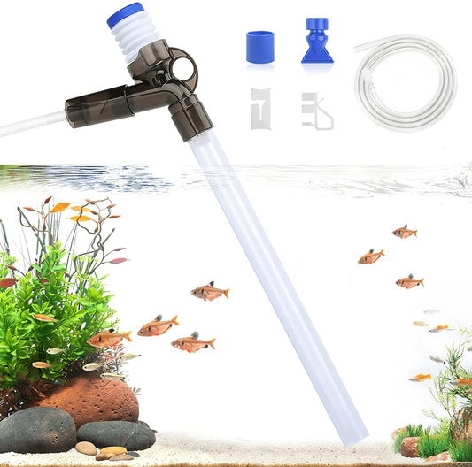 AQQA 6 en 1 Aspirateur Aquarium Electrique, Kit de Nettoyage pour Gravier d' aquarium avec Éponge Filtrante pour Changer l'eau et Nettoyer Le Sable  (320GPH, 20W) : : Animalerie