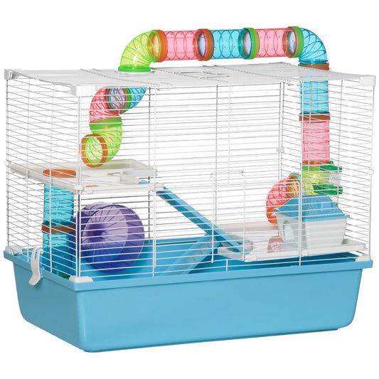 Pawhut Hamster Cage, 2-Level Small Animal Habitat with Accessories