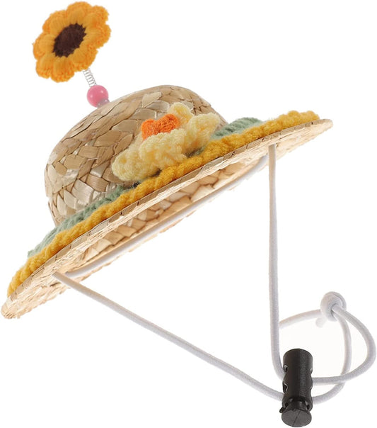 POPETPOP Pet Straw Hat Funny Mexican Sombrero Cap with Sunflower Pet S –  KOL PET