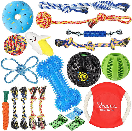 Zeaxuie Heavy Duty Various Dog Chew Toys for Aggressive Chewers - 9 Pack  Value Set Includes Indestructible Rope Toys & Squeaky Toys for Medium,  Large