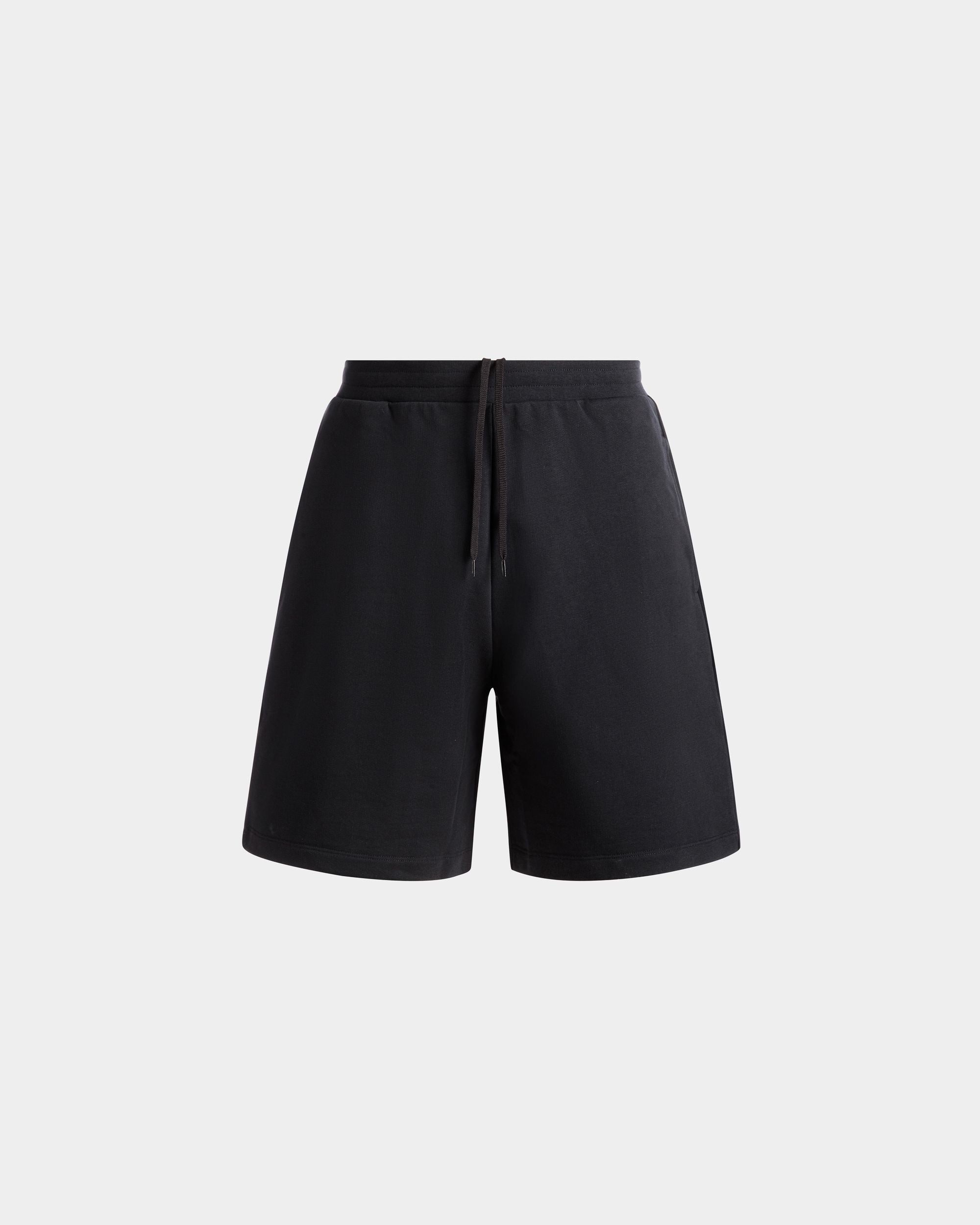 Shorts da tuta da uomo in cotone blu navy | Bally | Still Life Fronte