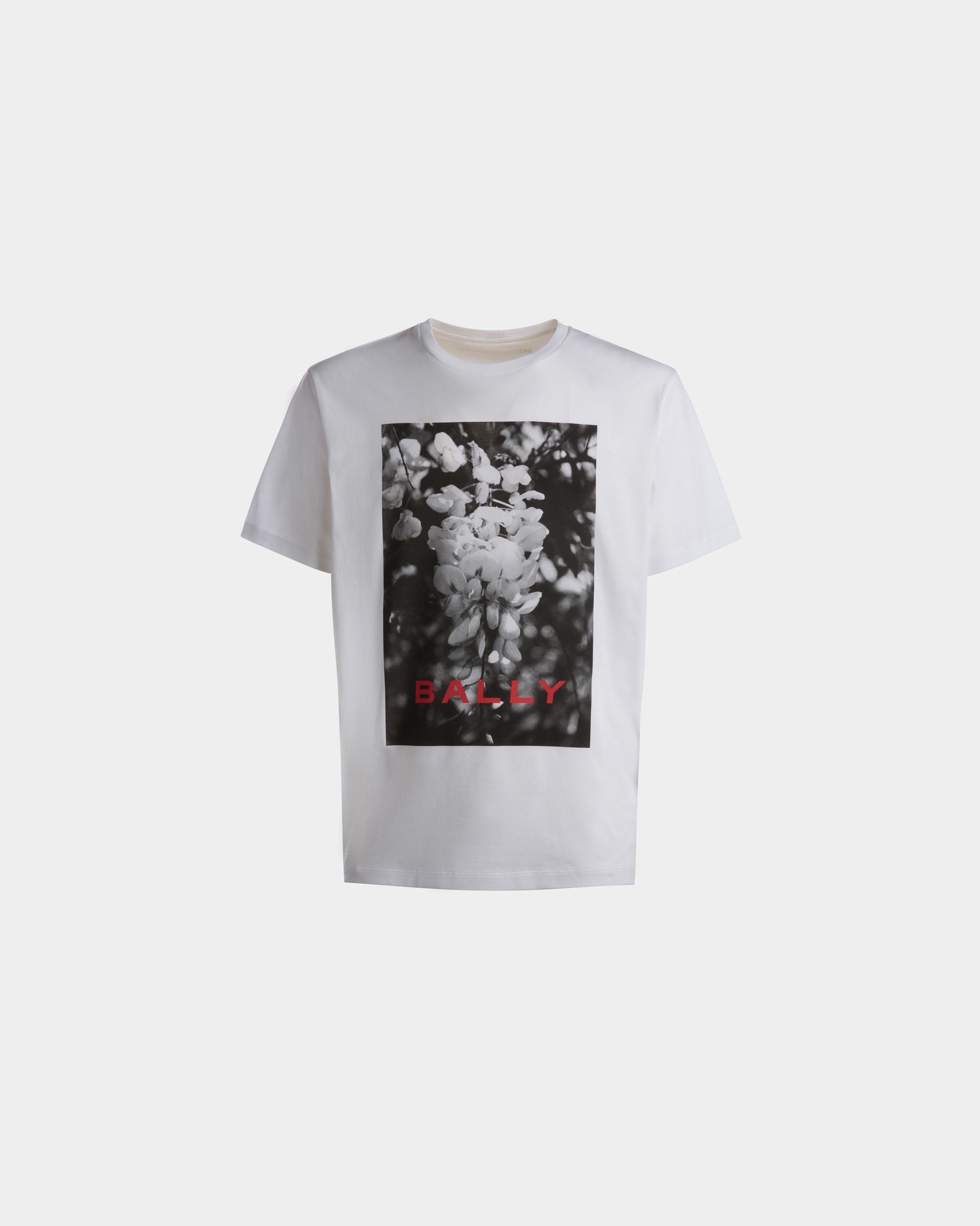 T-shirt da uomo in cotone bianco con stampa | Bally | Still Life Fronte