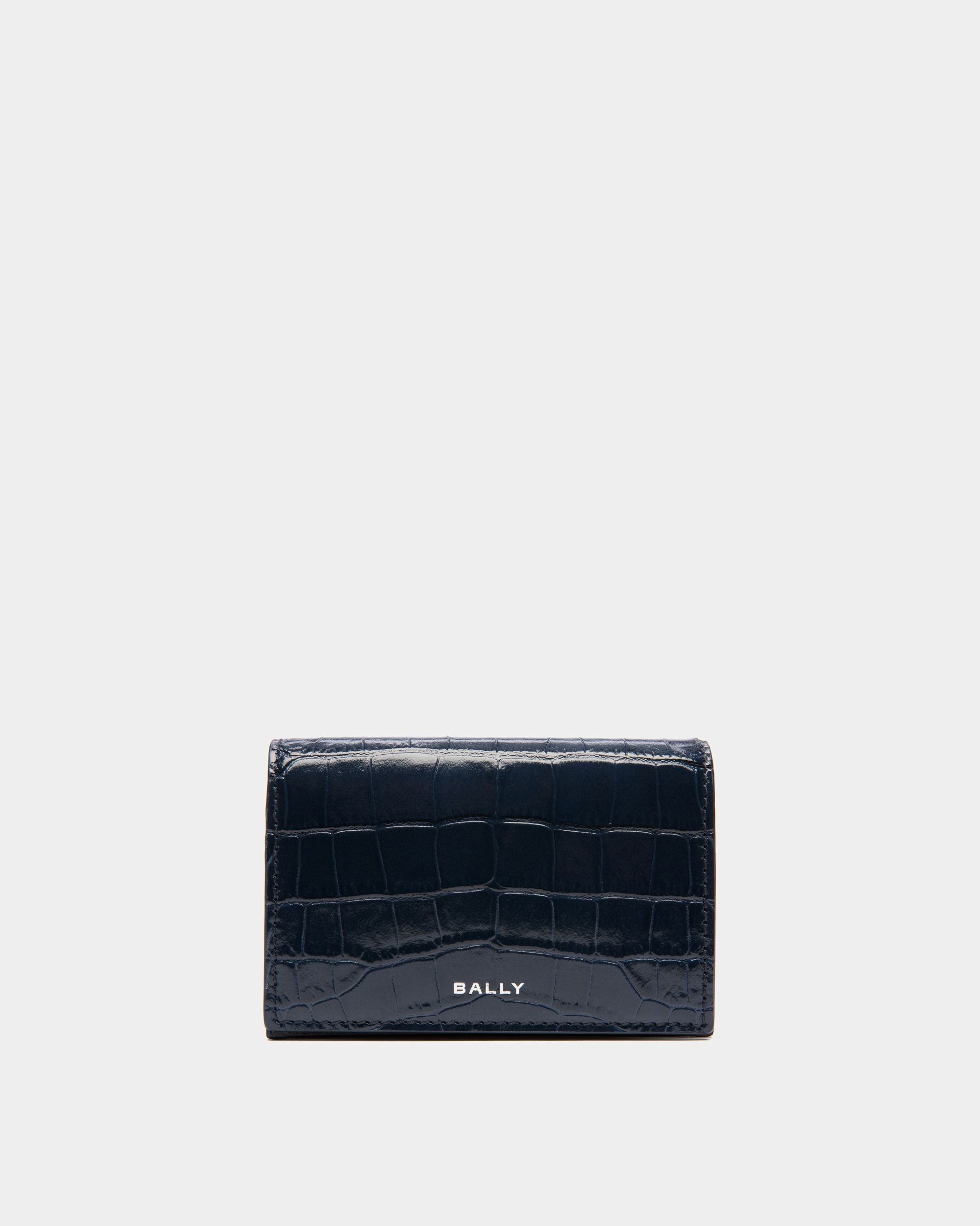 Busy Bally | Porta biglietti da visita da uomo in pelle blu con stampa cocco | Bally | Still Life Fronte