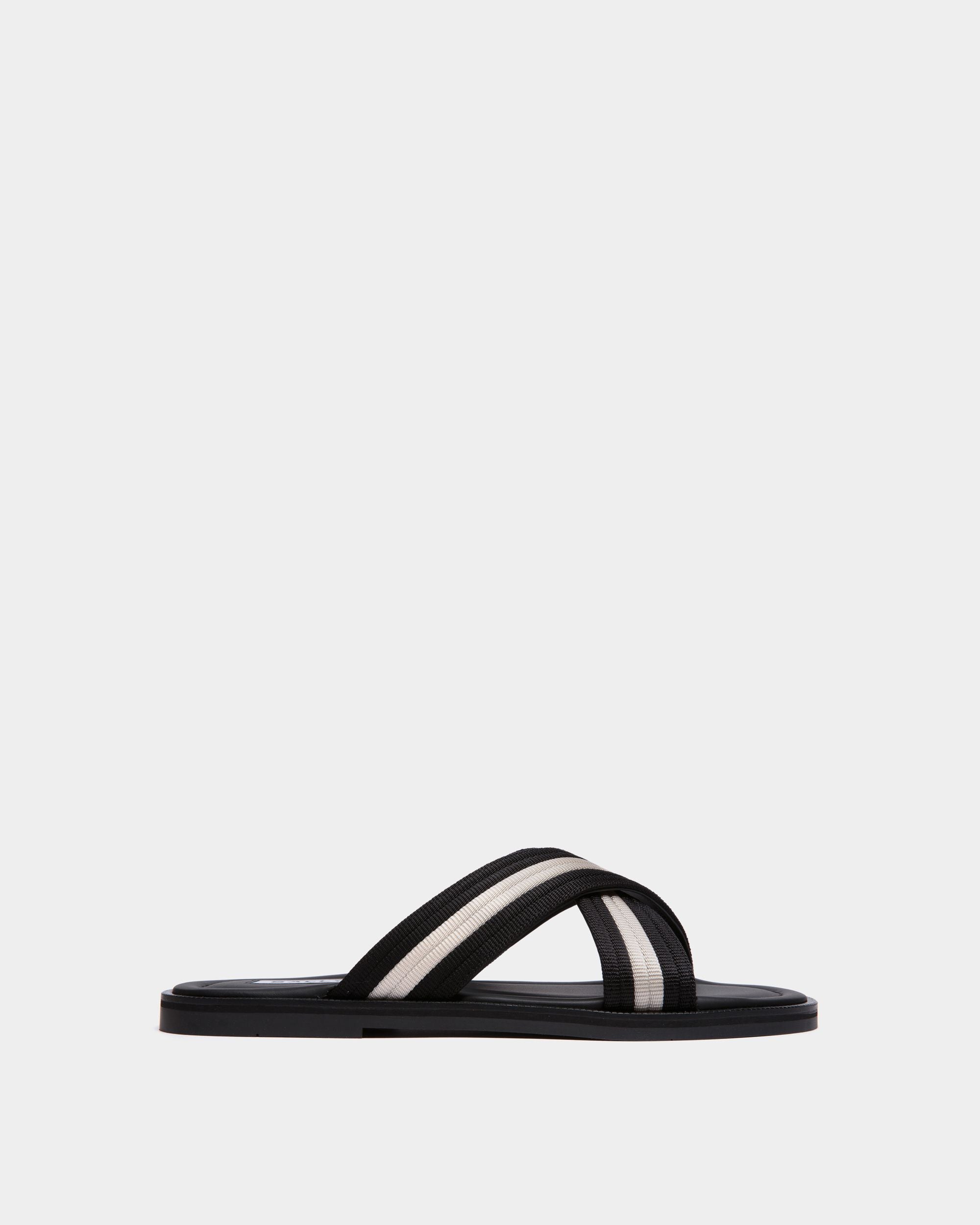 Glide | Men's Sandal in Black and White Nylon | Bally | Still Life Side