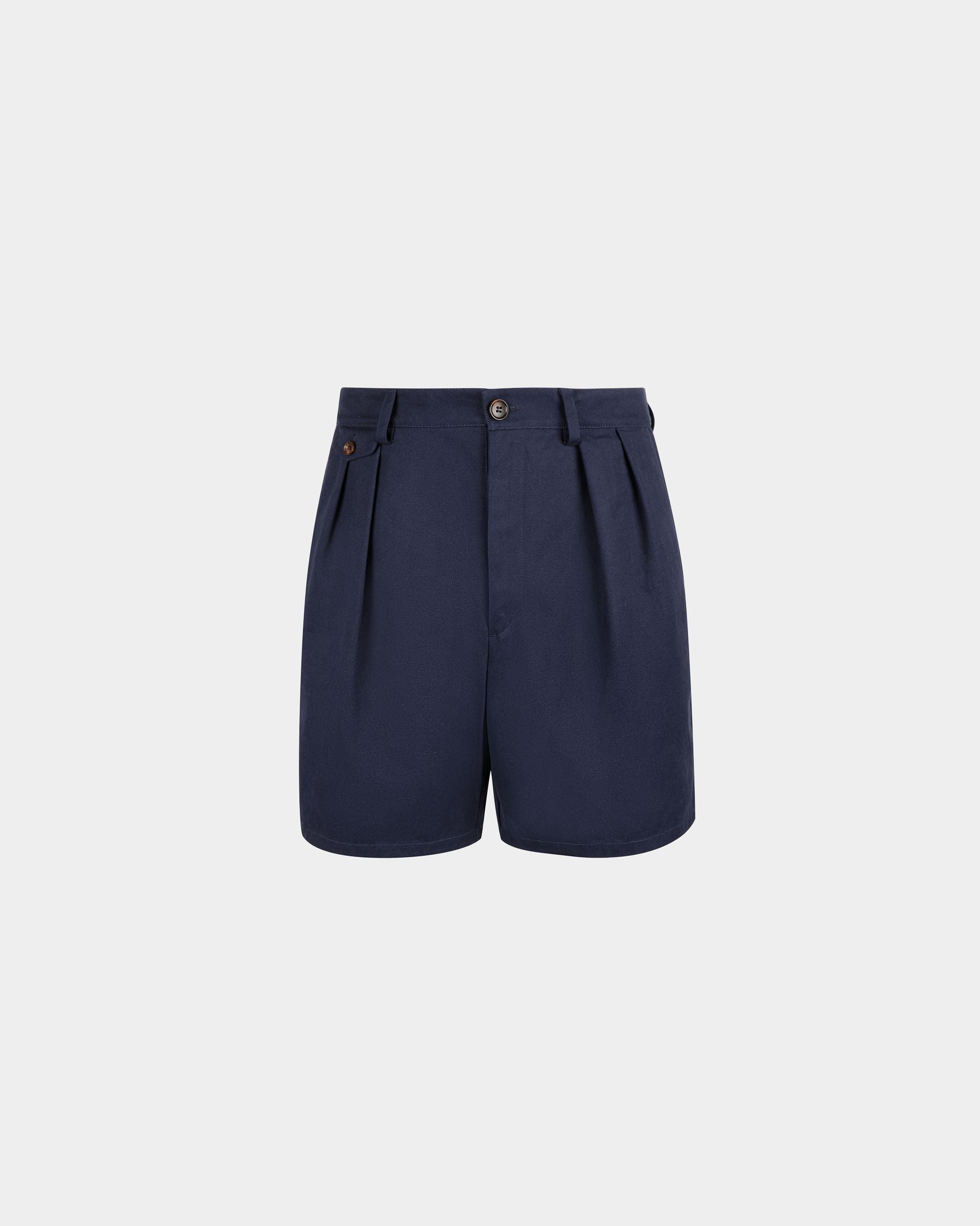 Shorts da uomo in cotone blu navy | Bally | Still Life Fronte