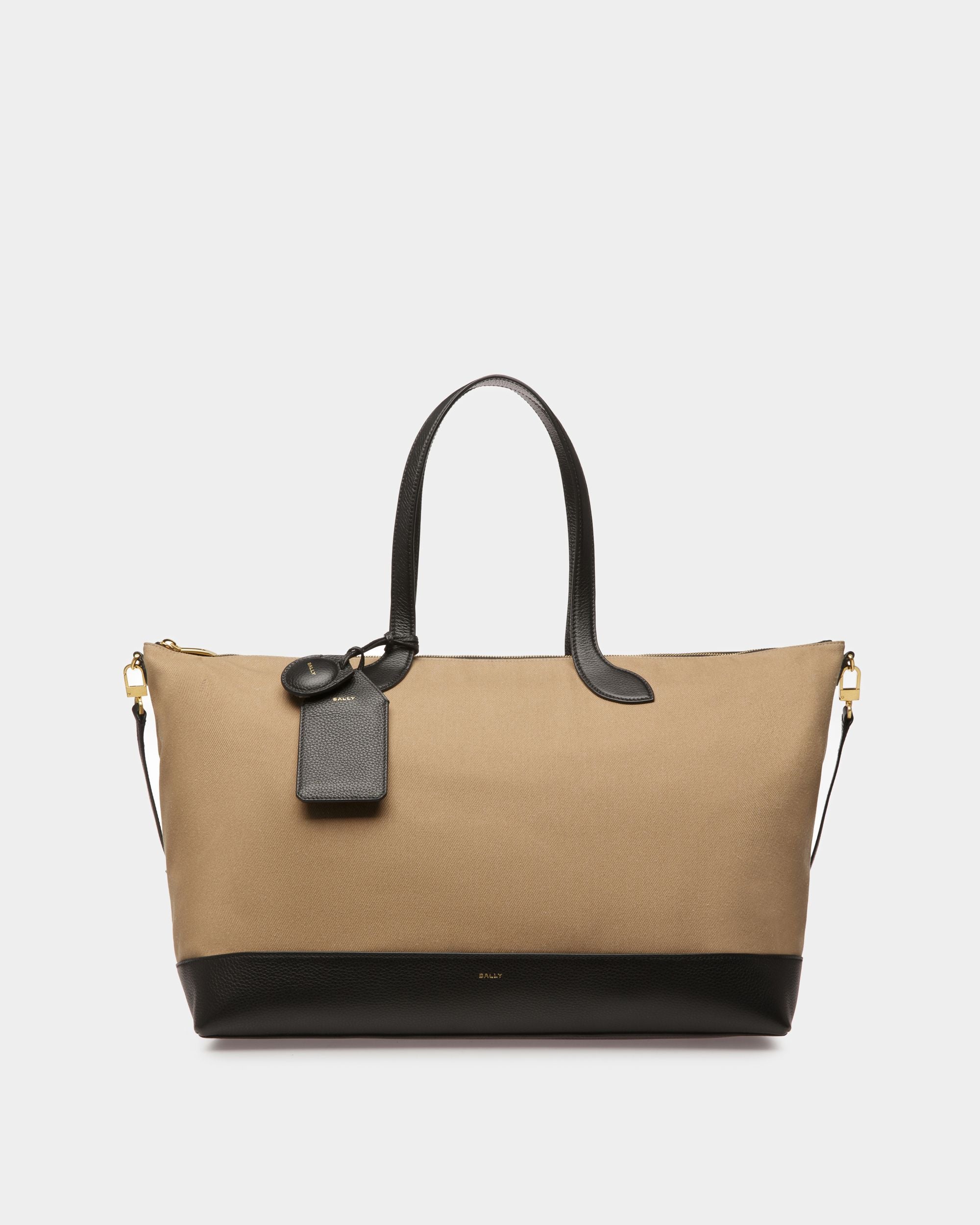 24 Hours | Tote bag donna | Tessuto color sabbia e nero | Bally | Still Life Fronte