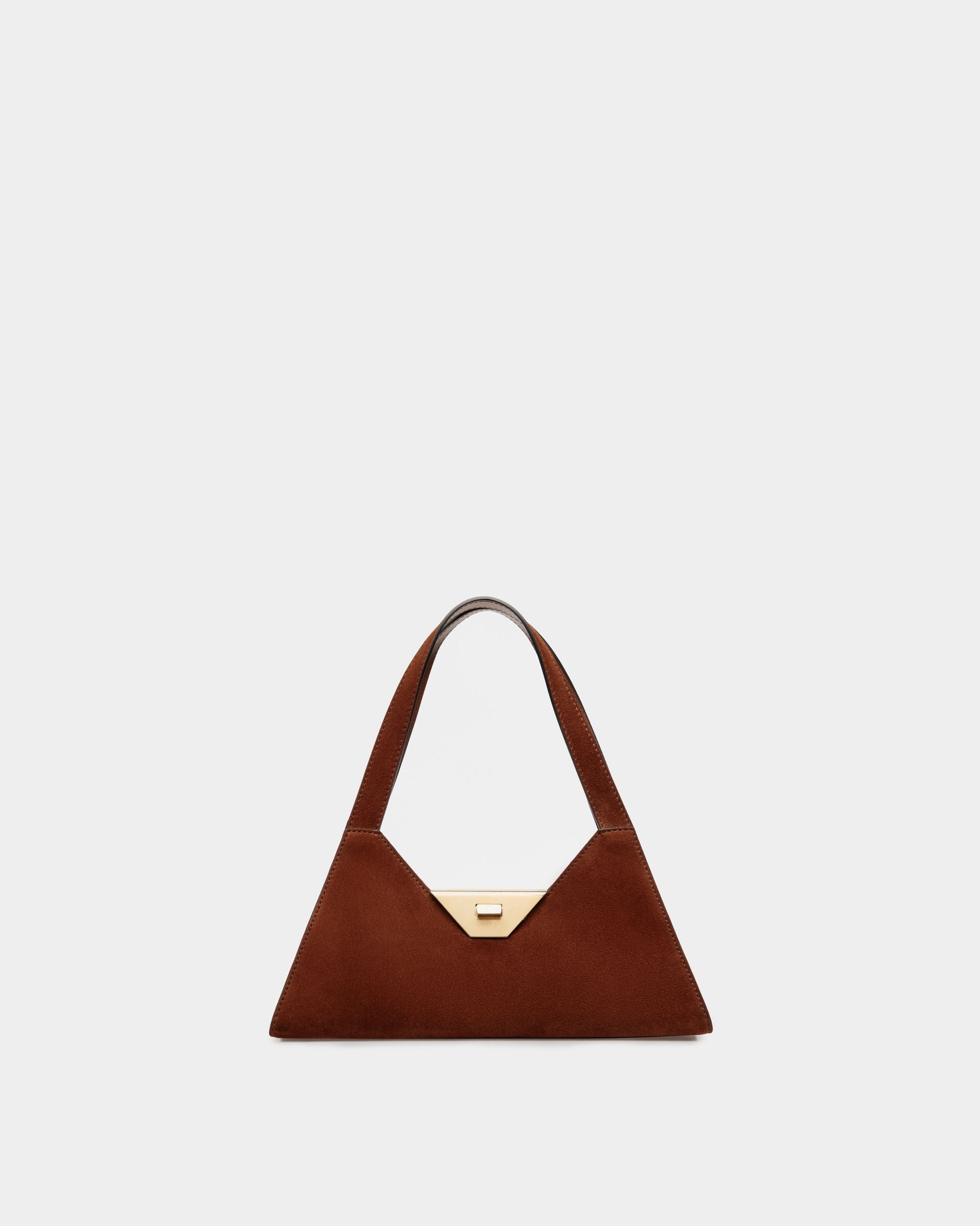 Women's Trilliant Small Shoulder Bag In Brown Suede Leather | Bally | Still Life Front