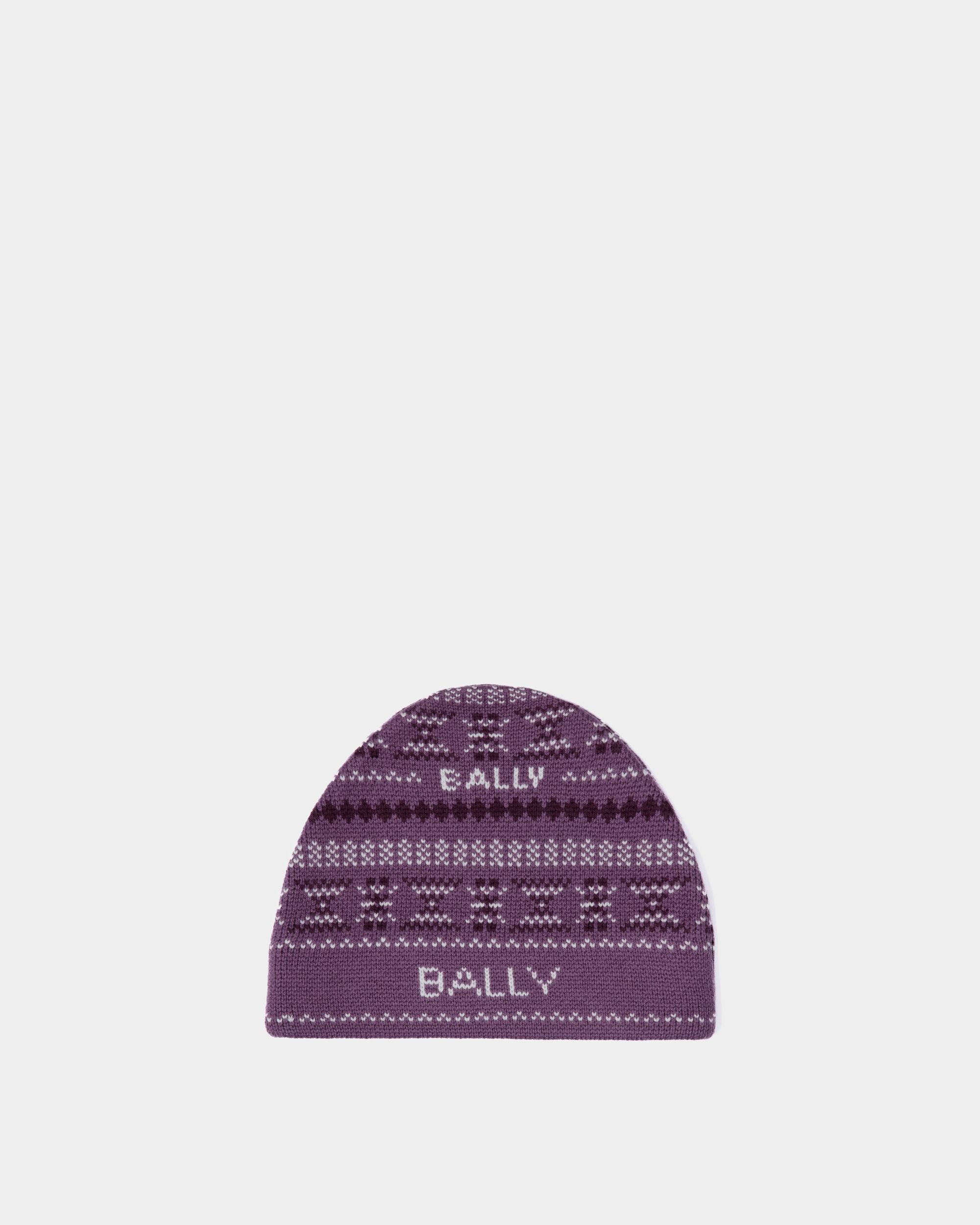 Cappello a cuffia da donna in lana viola | Bally | Still Life Fronte