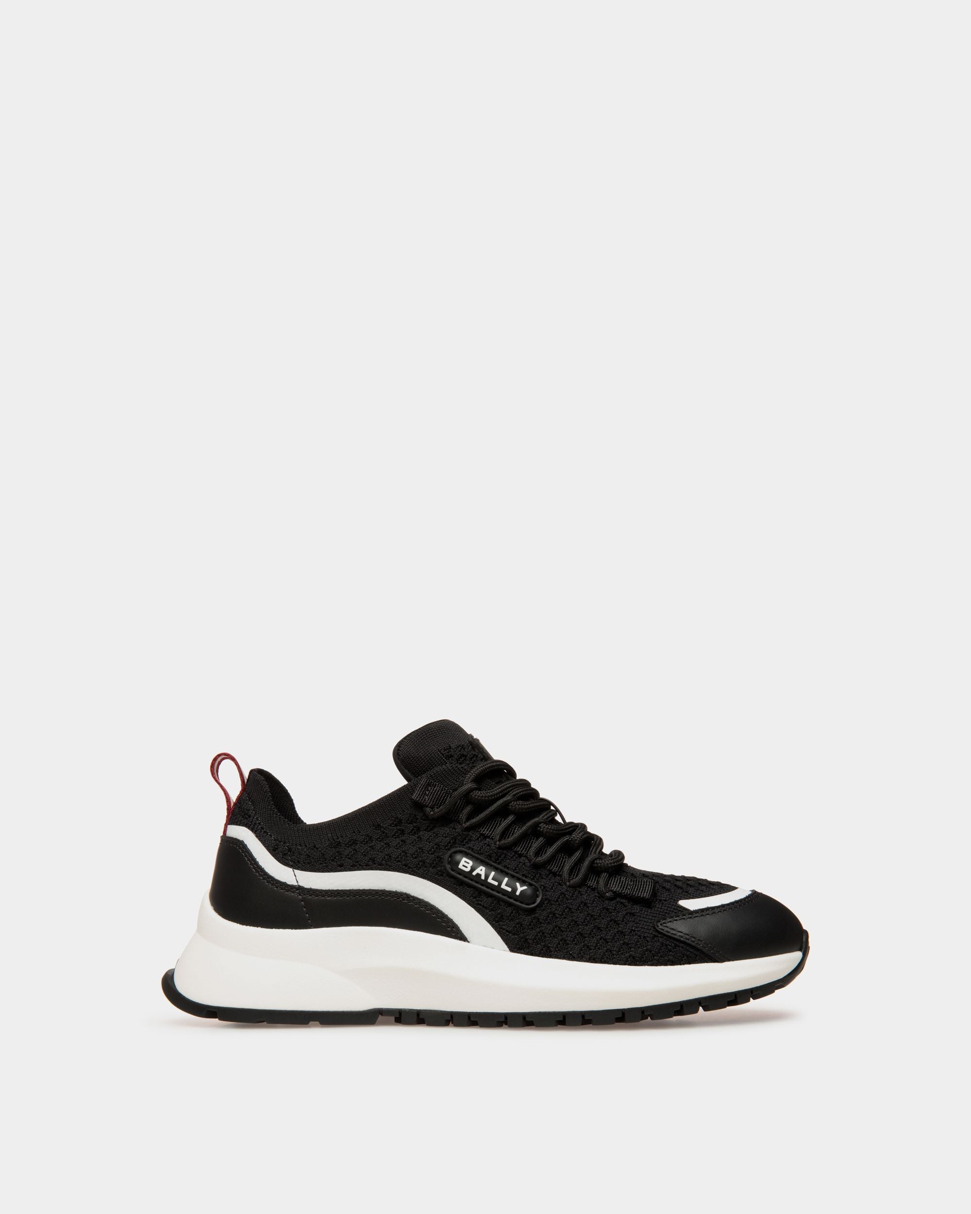 Women's Outline Sneaker in Black Knit | Bally | Still Life Side