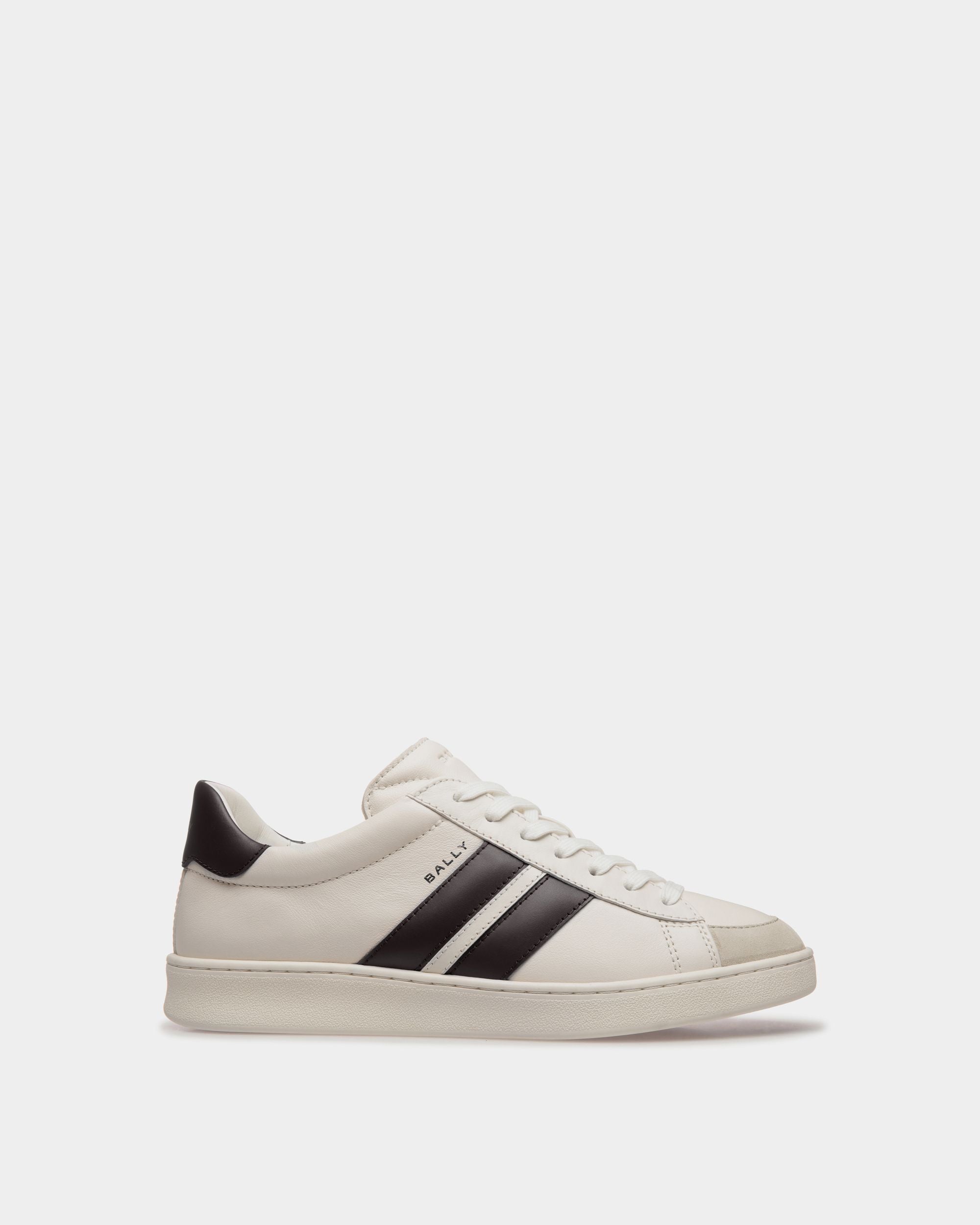 Women's Tennis Sneaker in White and Black Leather | Bally | Still Life Side