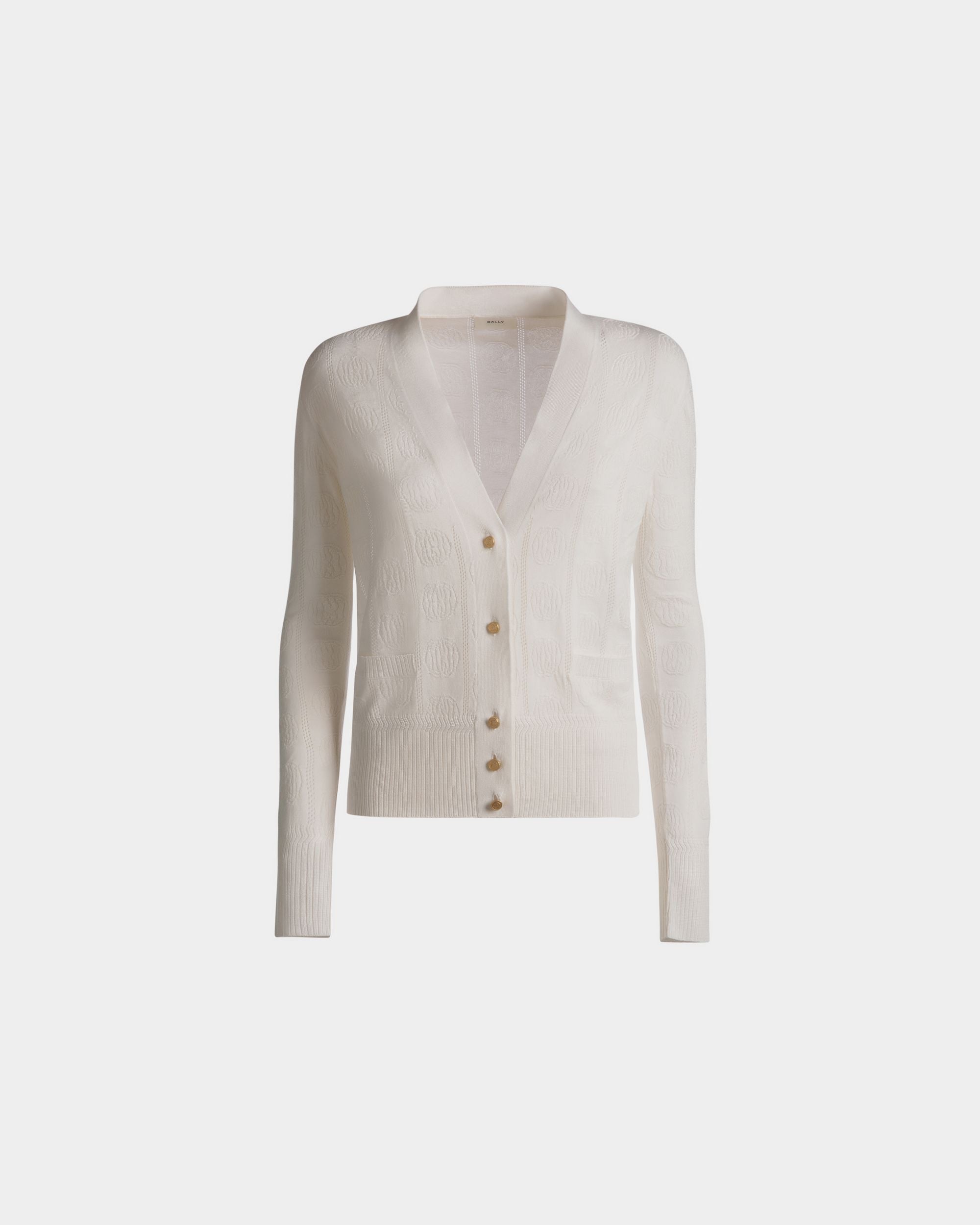 Cardigan da donna in misto seta beige | Bally | Still Life Fronte