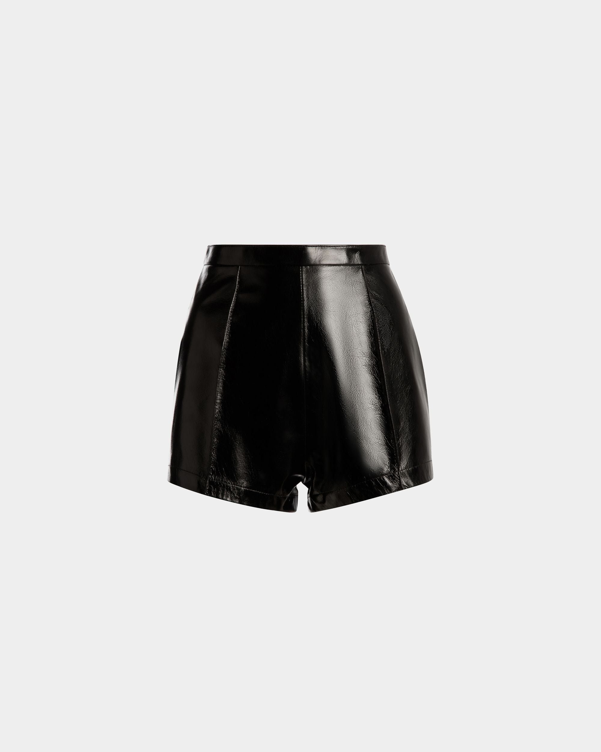 Shorts da donna in pelle nera | Bally | Still Life Fronte