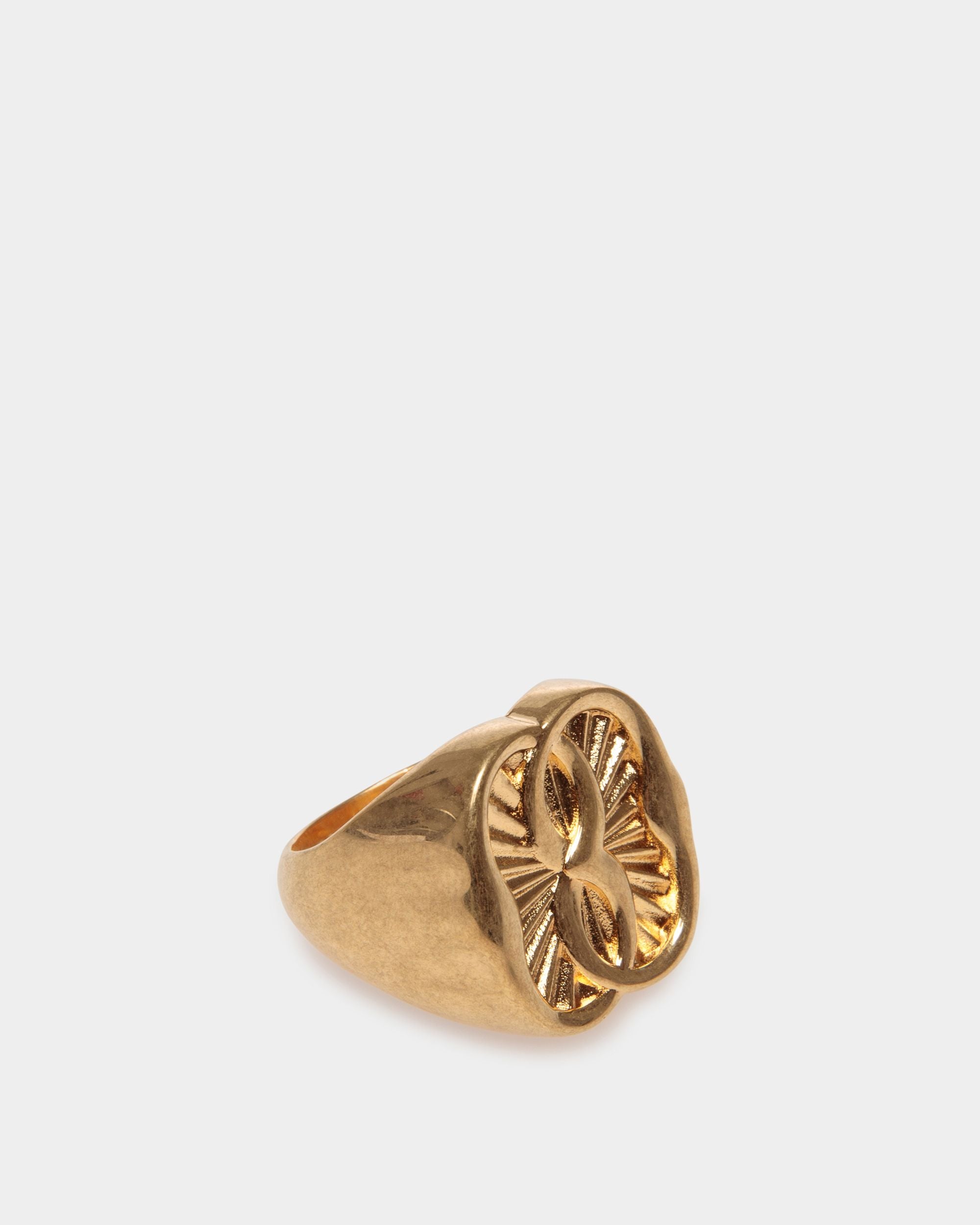 Emblem | Anello da donna in eco-ottone dorato | Bally | Still Life Fronte