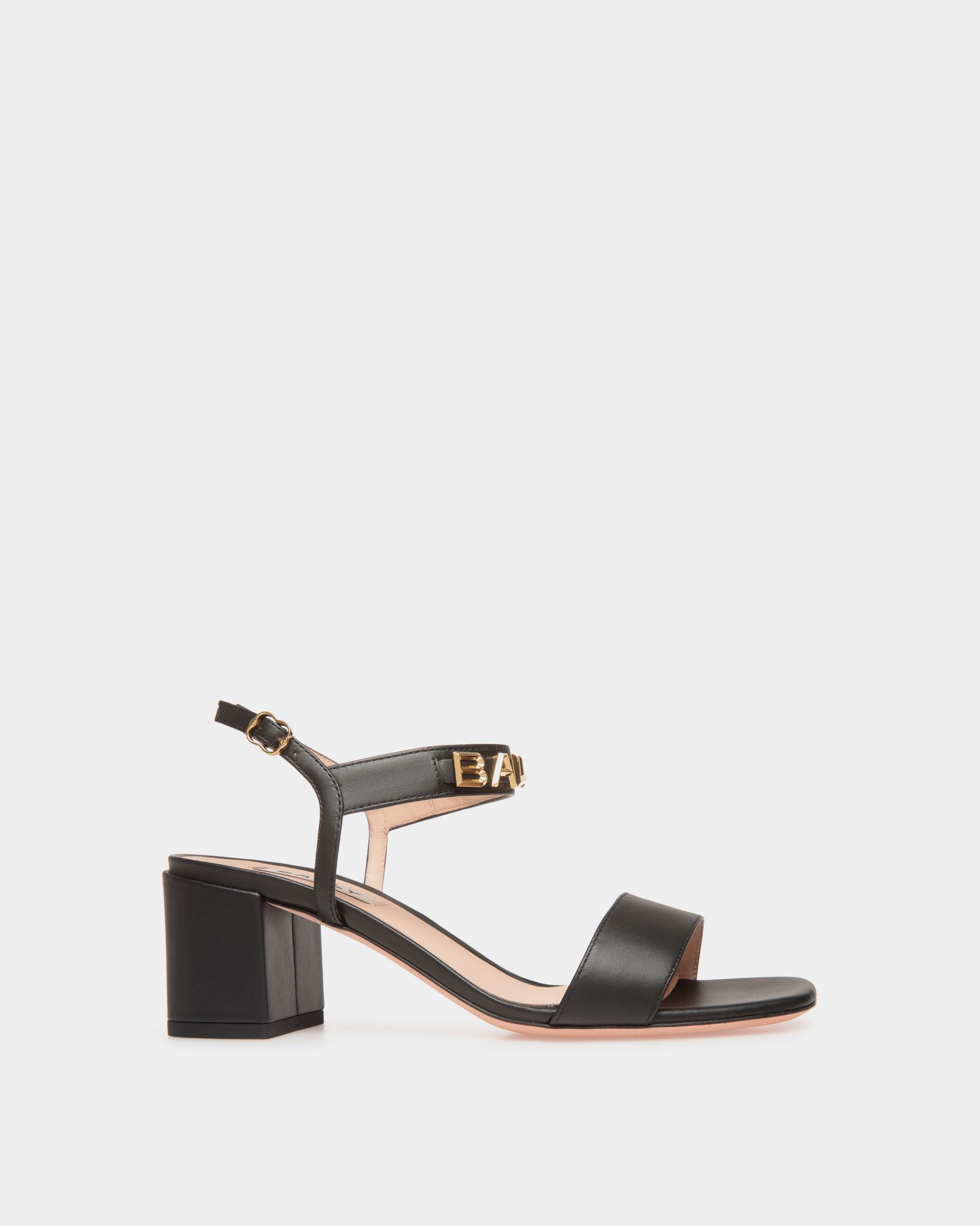 Bally Spell | Women's Heeled Sandal in Black Leather | Bally | Still Life Side