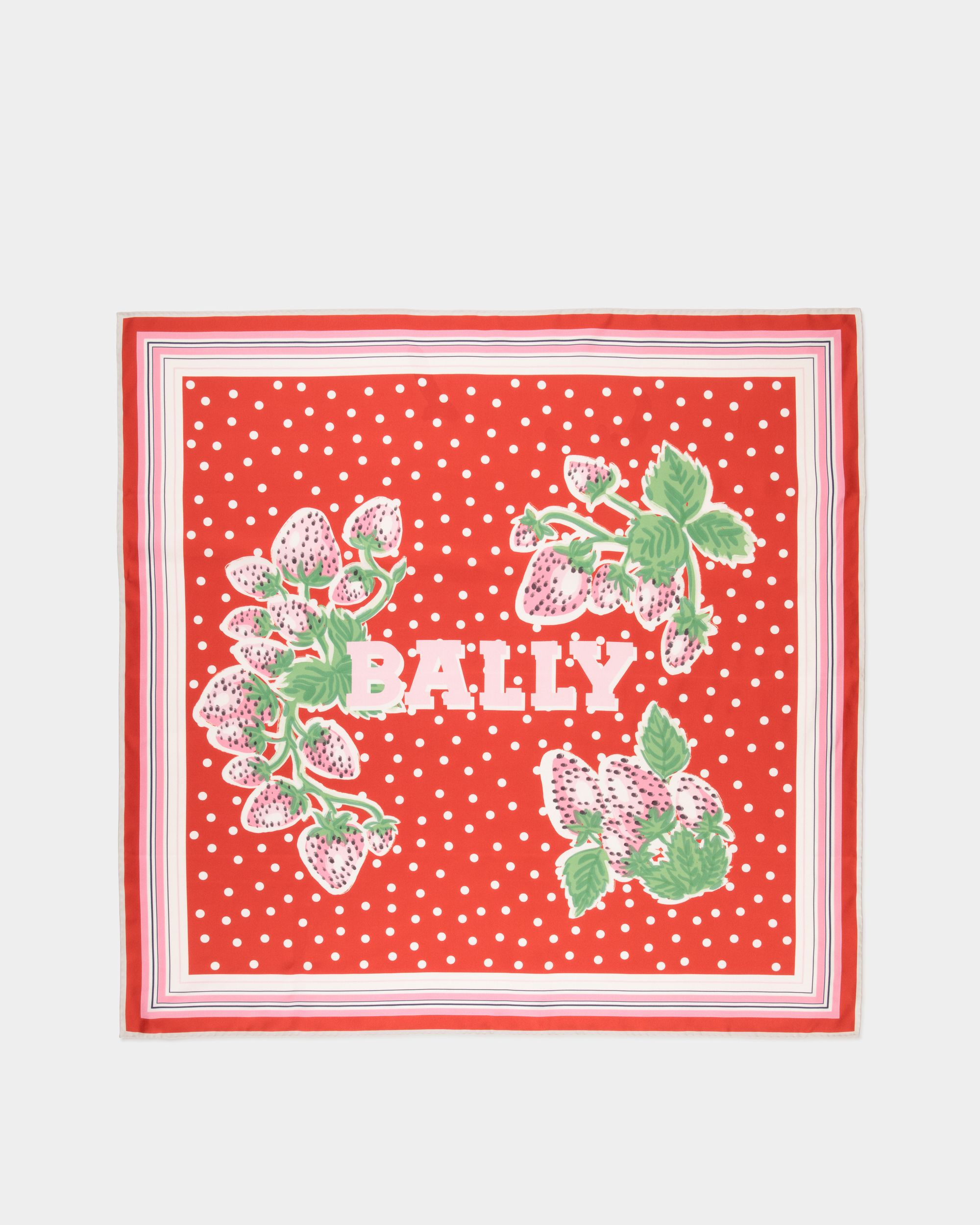 Foulard da donna in seta con stampa Strawberry | Bally | Still Life Da sopra