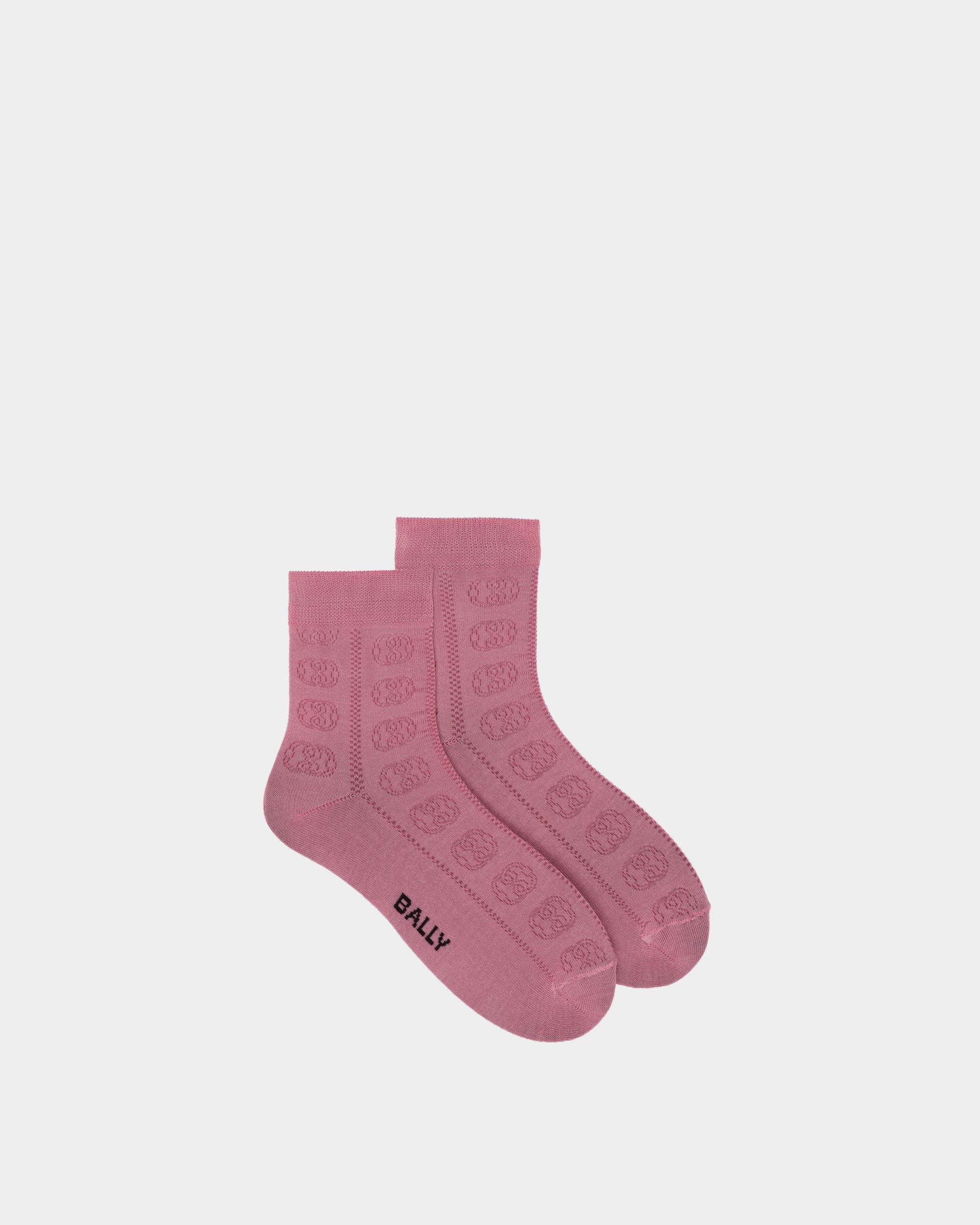 Calze da donna in cotone rosa con logo | Bally | Still Life Da sopra