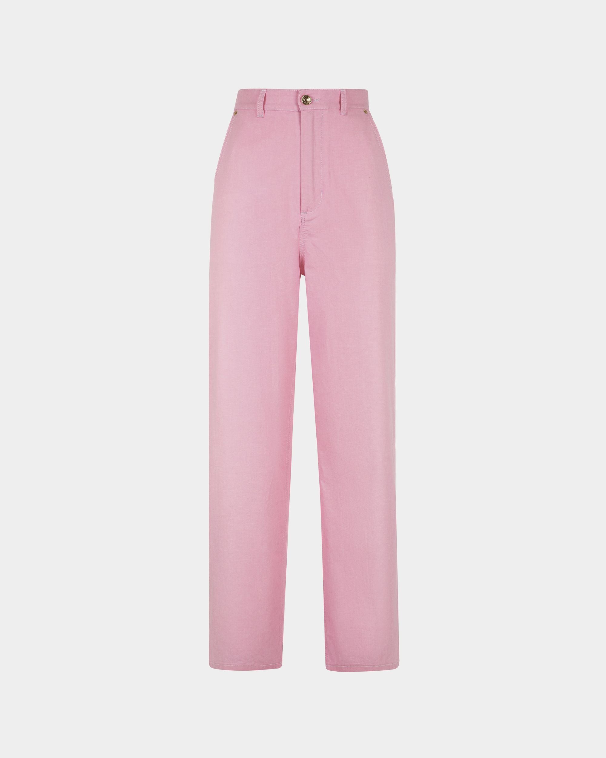 Pantalone da donna in cotone rosa | Bally | Still Life Fronte