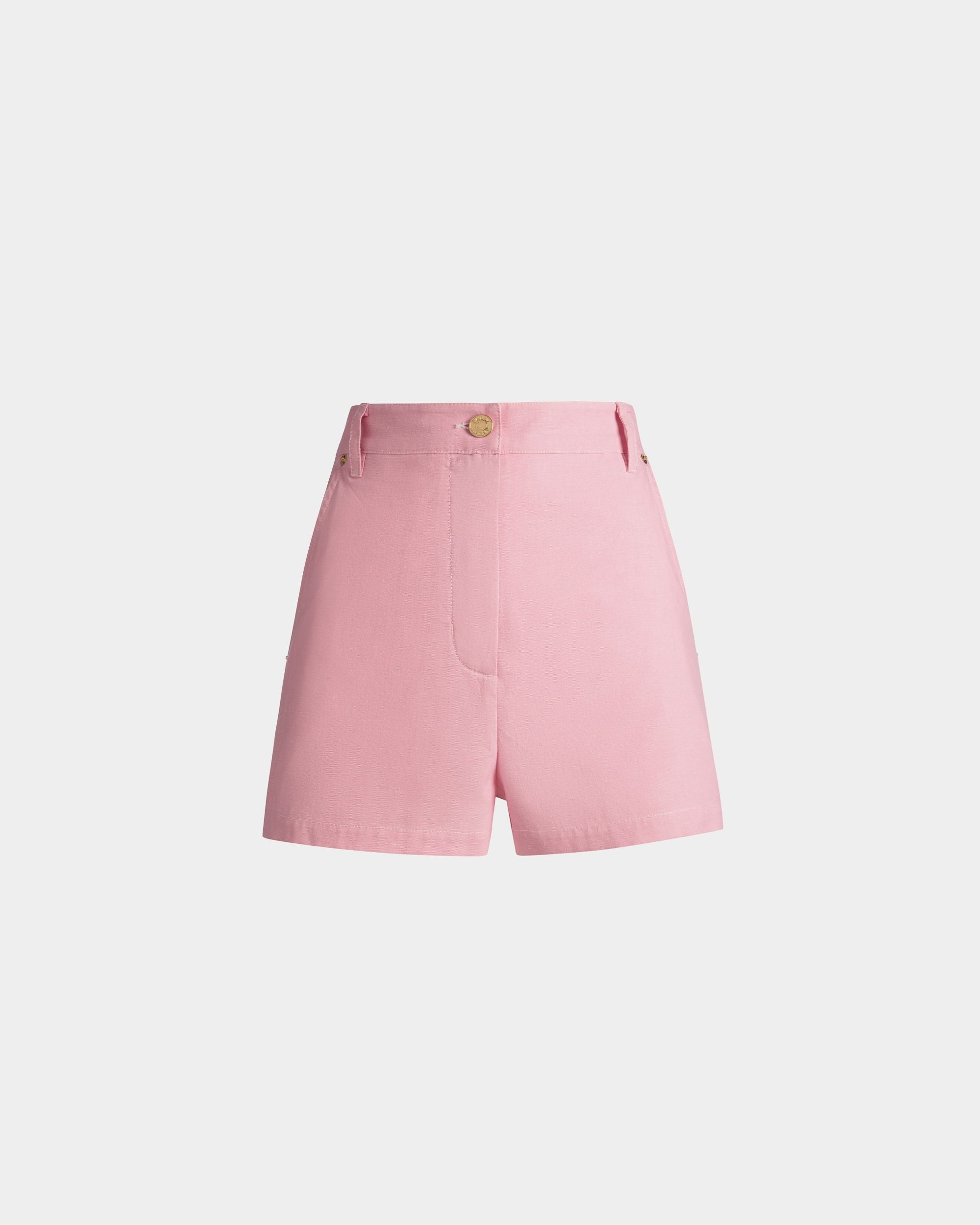 Shorts da donna in cotone denim rosa | Bally | Still Life Fronte