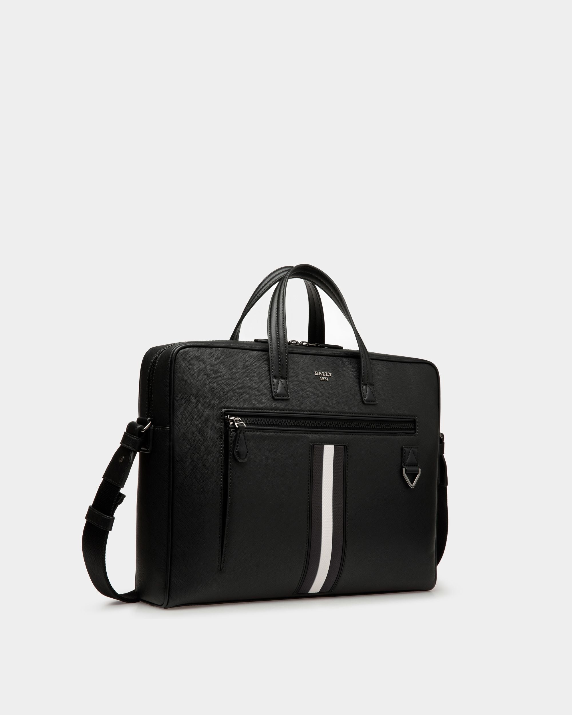 Mikes | Men's Business Bag | Black Leather | Bally | Still Life 3/4 Front