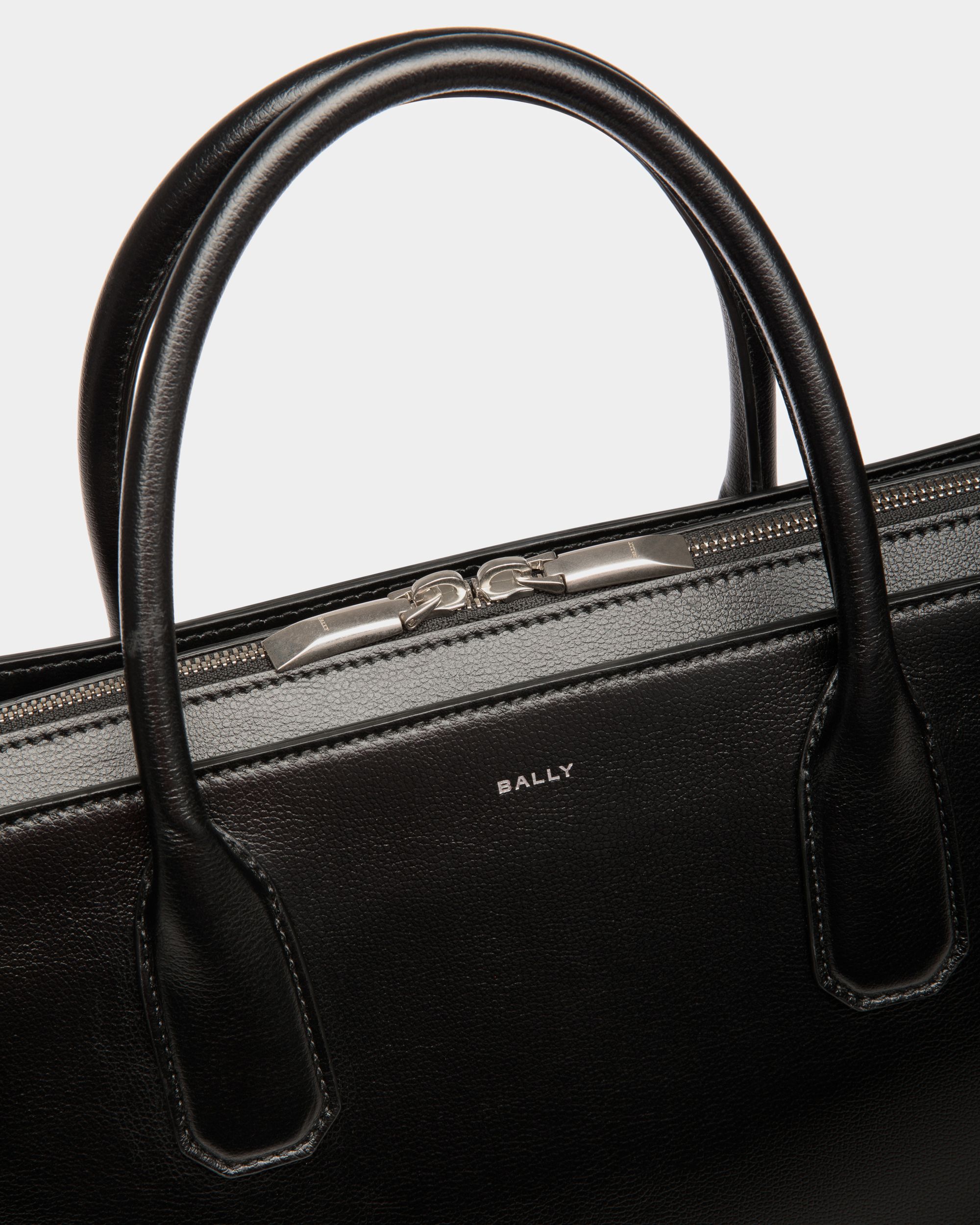 Busy | Men's Business Bag | Black Leather | Bally | Still Life Detail
