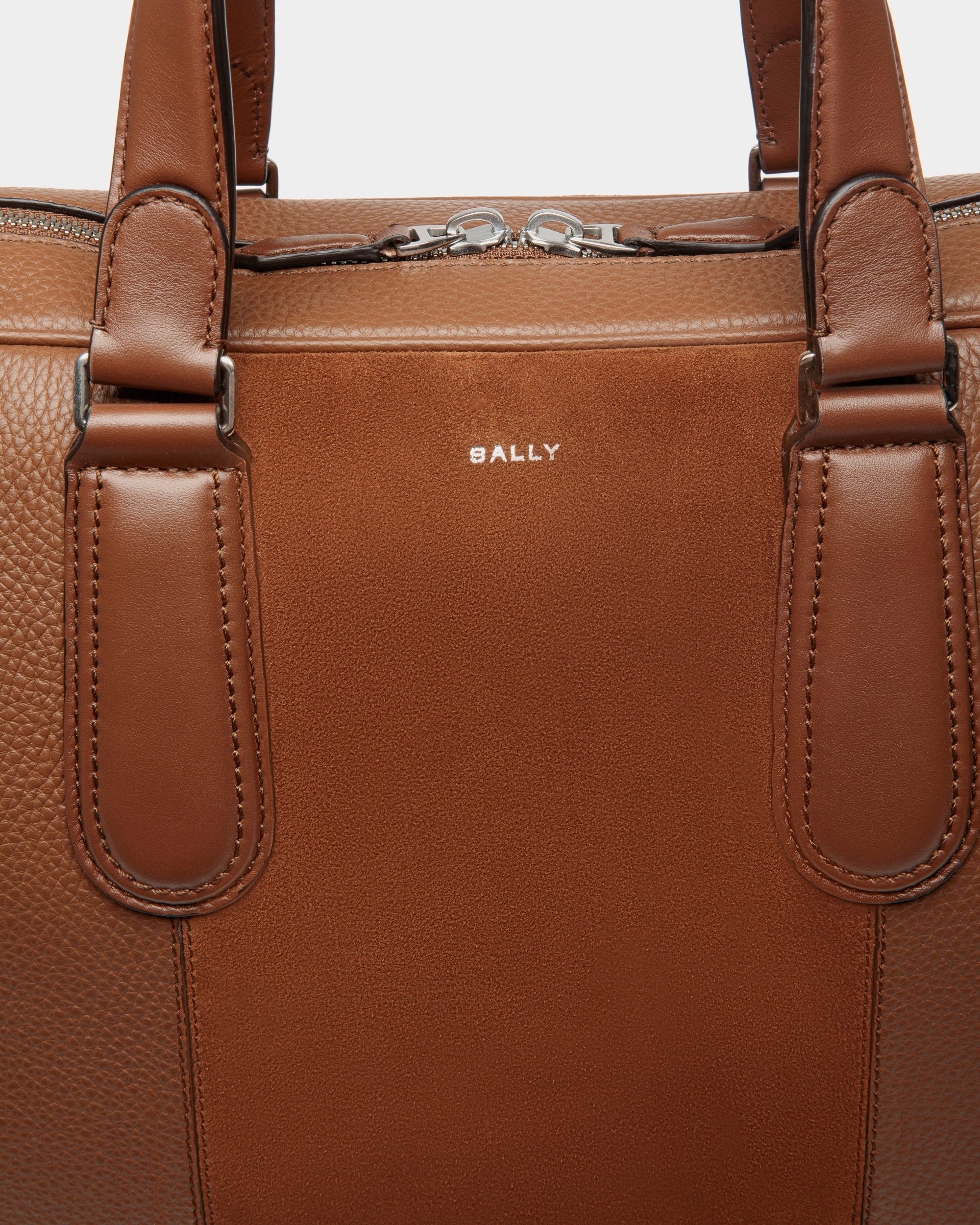 Spin | Men's Briefcase in Brown Leather | Bally | Still Life Detail