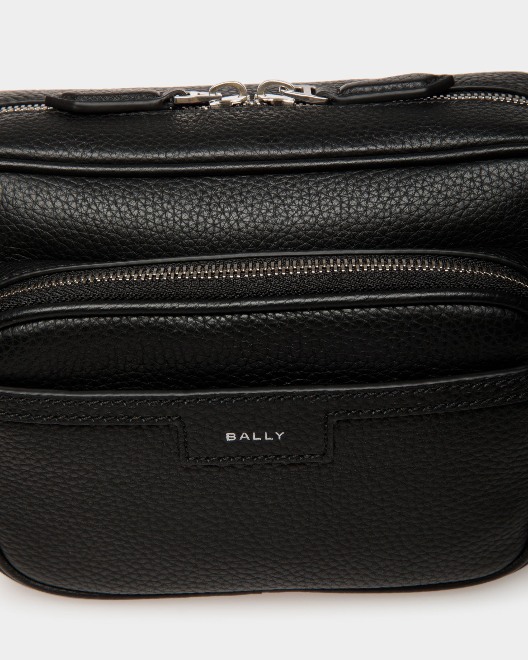 Code | Men's Crossbody Bag in Black Grained Leather | Bally | Still Life Detail