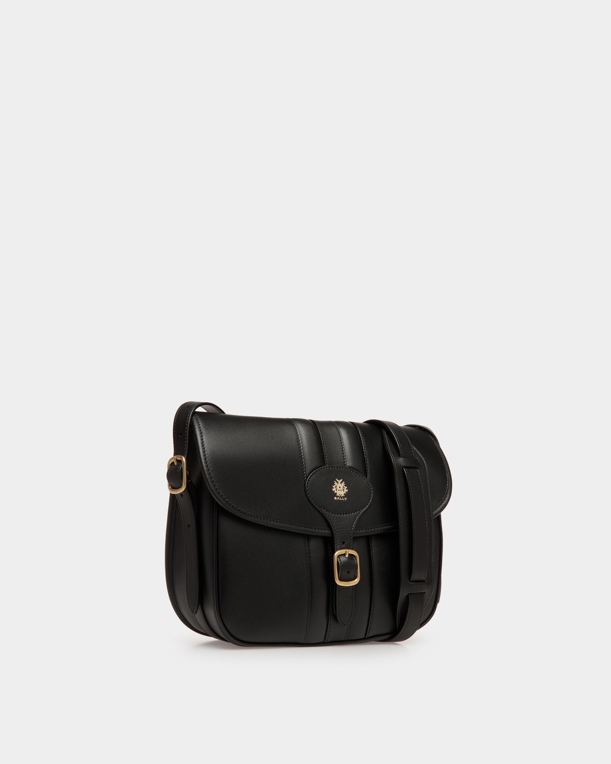 Beckett | Men's Crossbody Bag in Black Leather | Bally | Still Life 3/4 Front