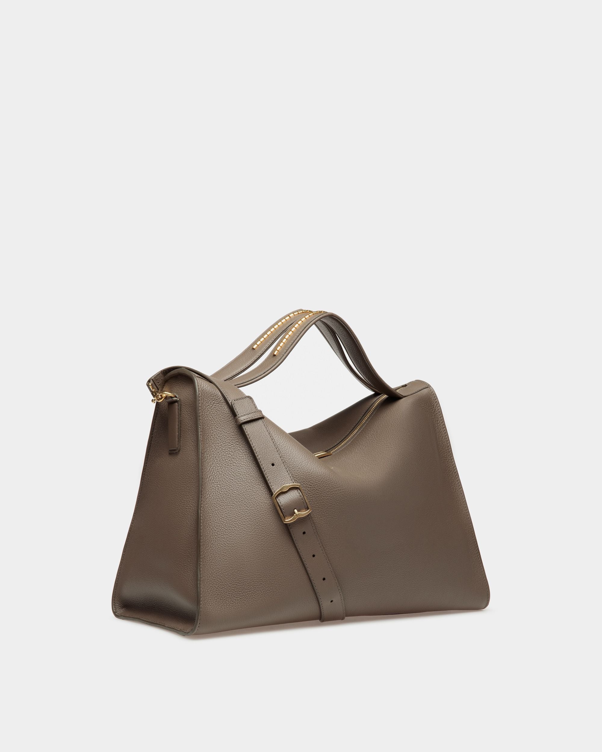 Arkle Soft Tote Bag | Men's Tote Bag |Grey Leather | Bally | Still Life 3/4 Front