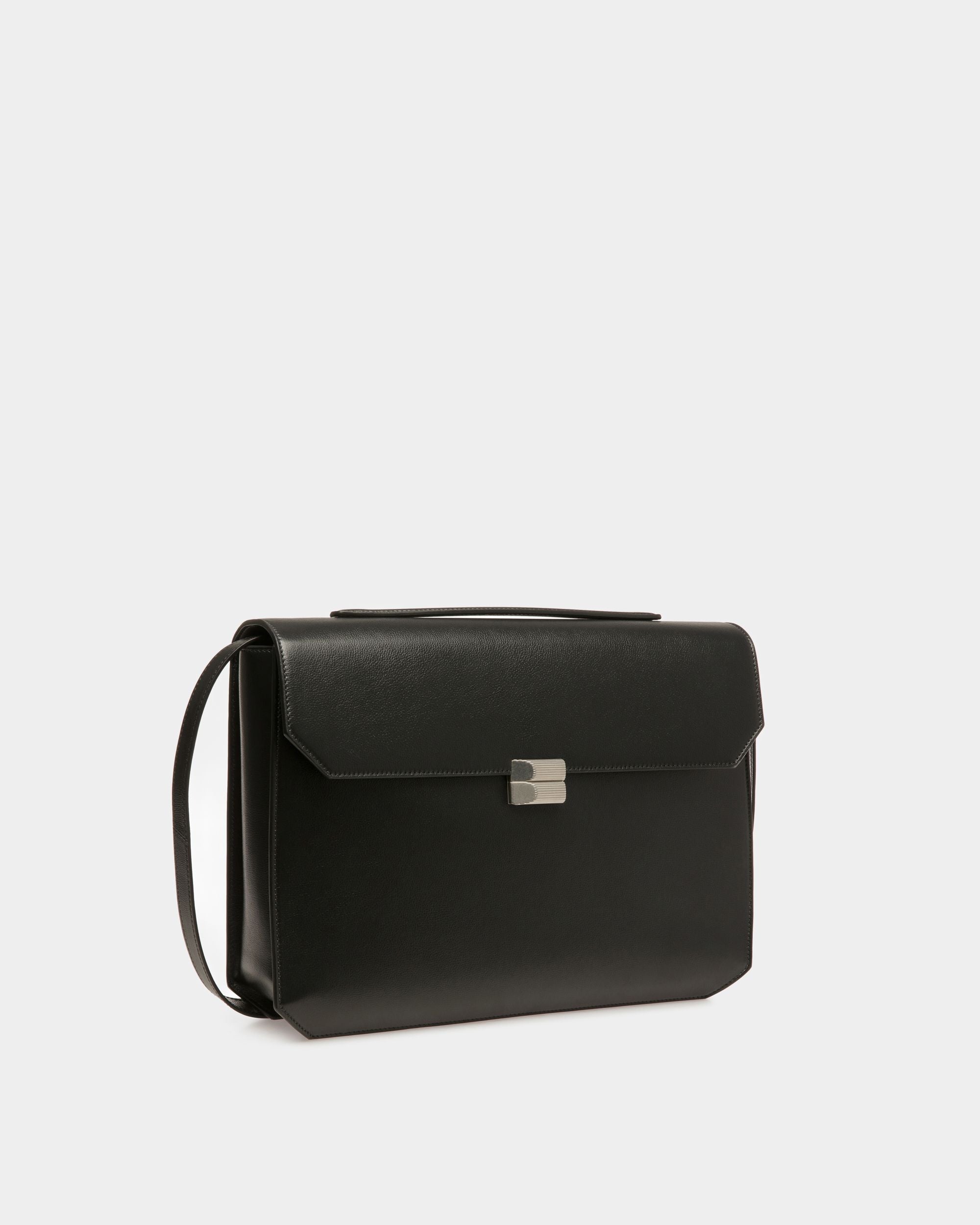 Packed | Men's Business Bag | Black Leather | Bally | Still Life 3/4 Front