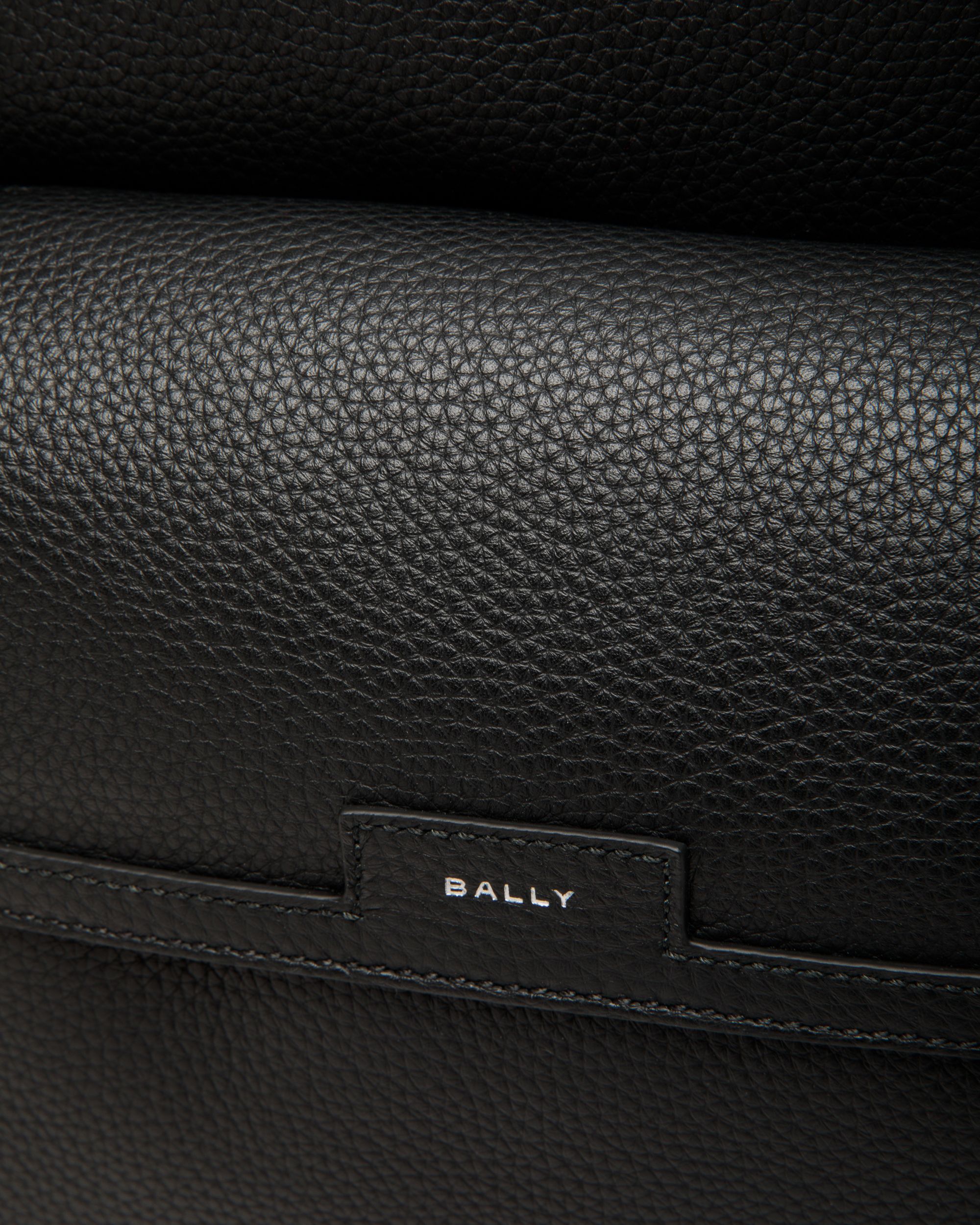 Code | Men's Backpack in Black Grained Leather | Bally | Still Life Detail