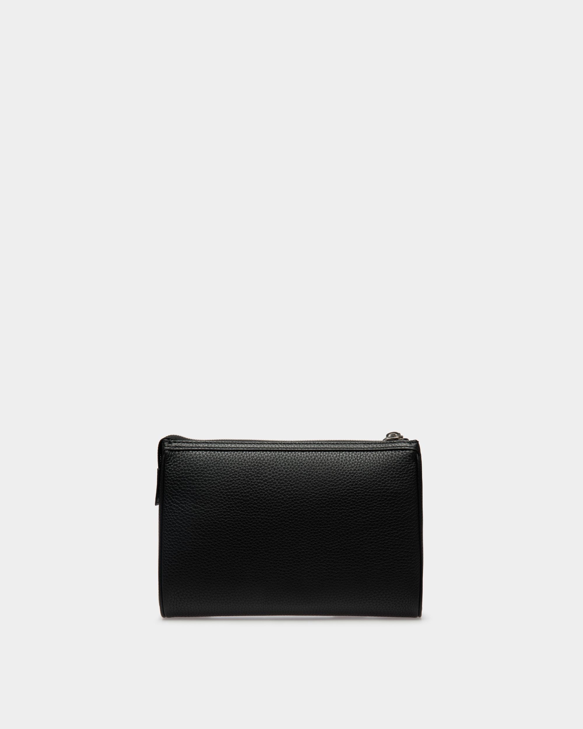 Code | Men's Pouch in Black Grained Leather | Bally | Still Life Back