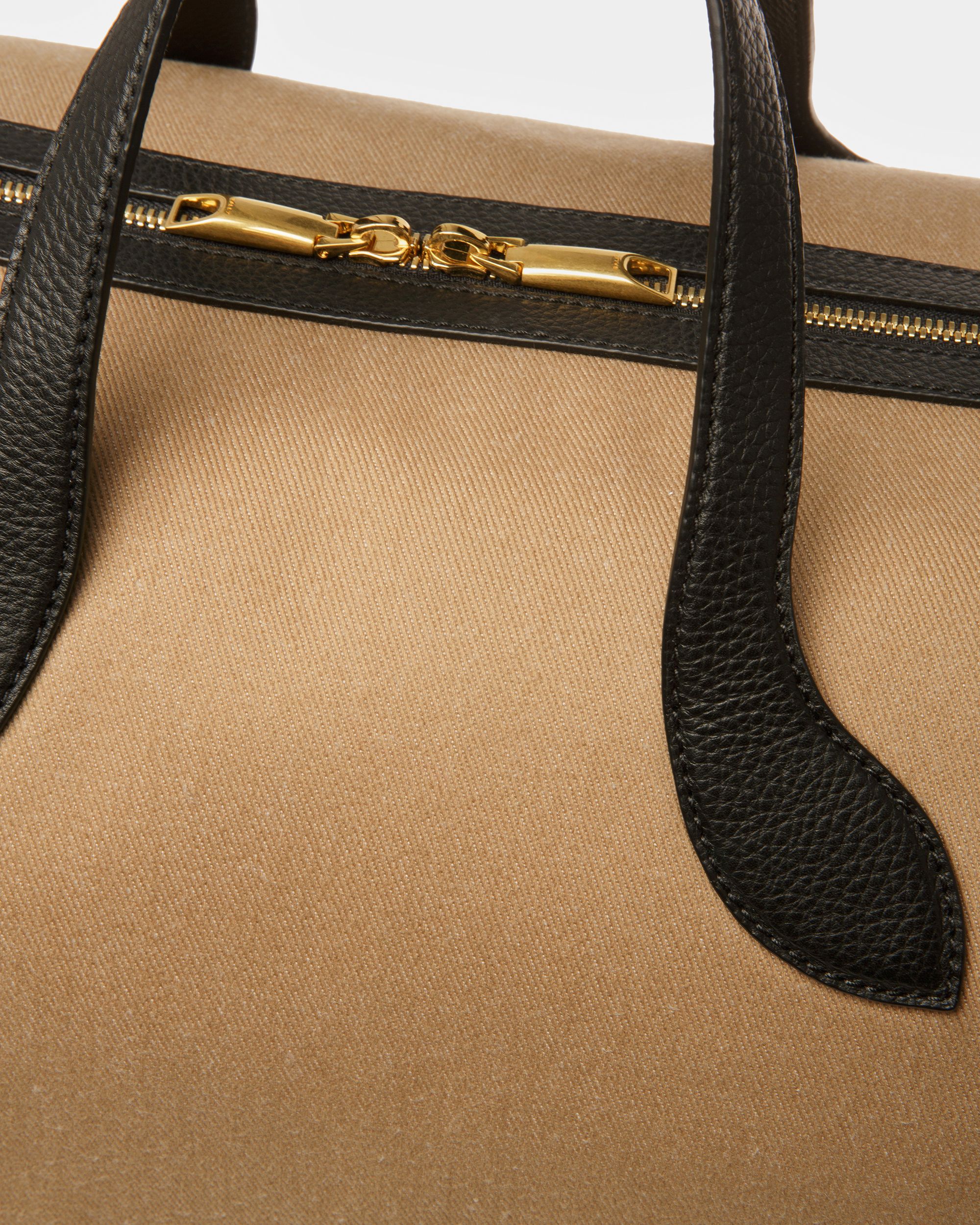 36 Hours | Men's Travel Bag | Sand And Black Fabric And Leather | Bally | Still Life Detail