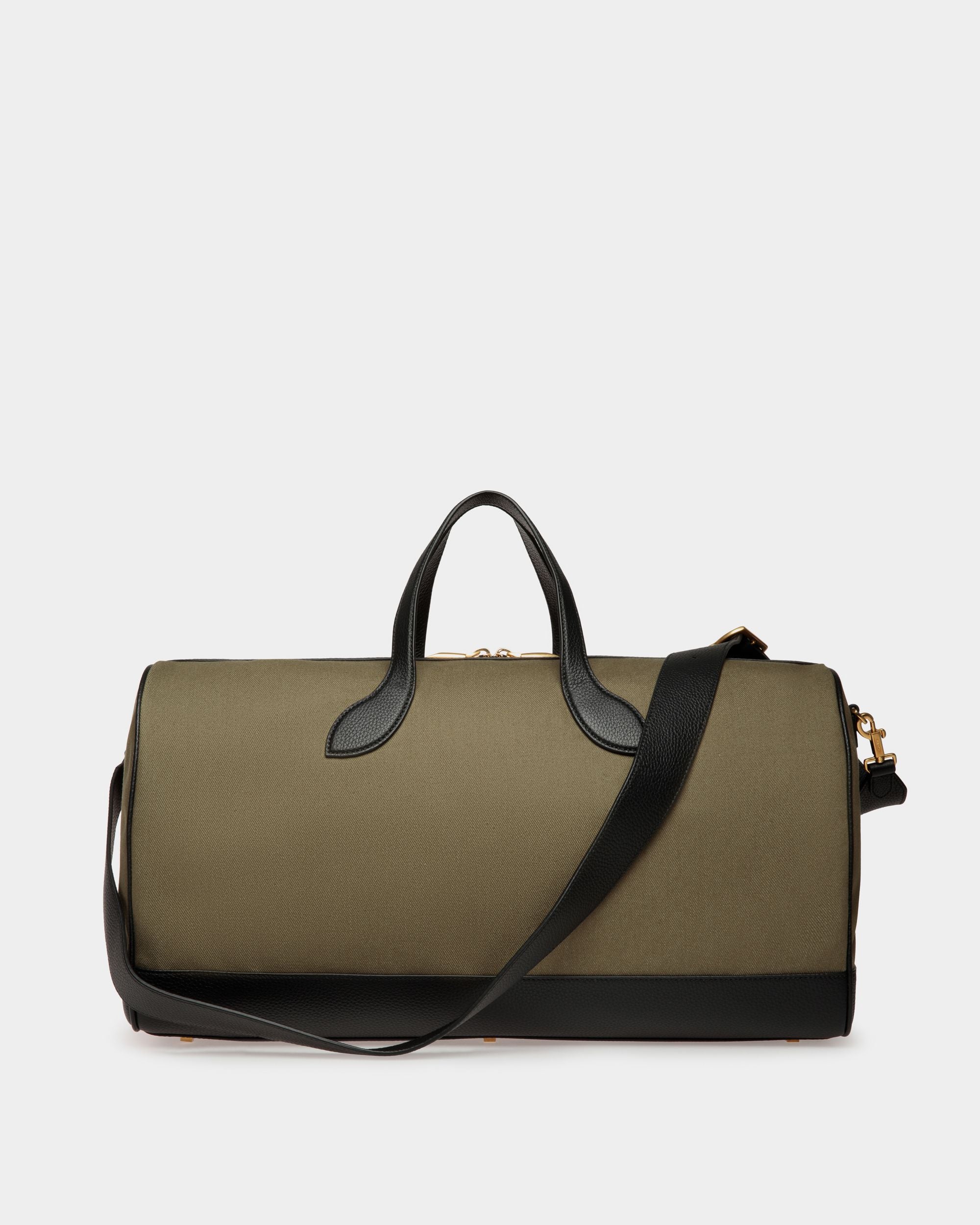 Bar | Men's Weekender in Green Canvas And Black Leather | Bally | Still Life Back