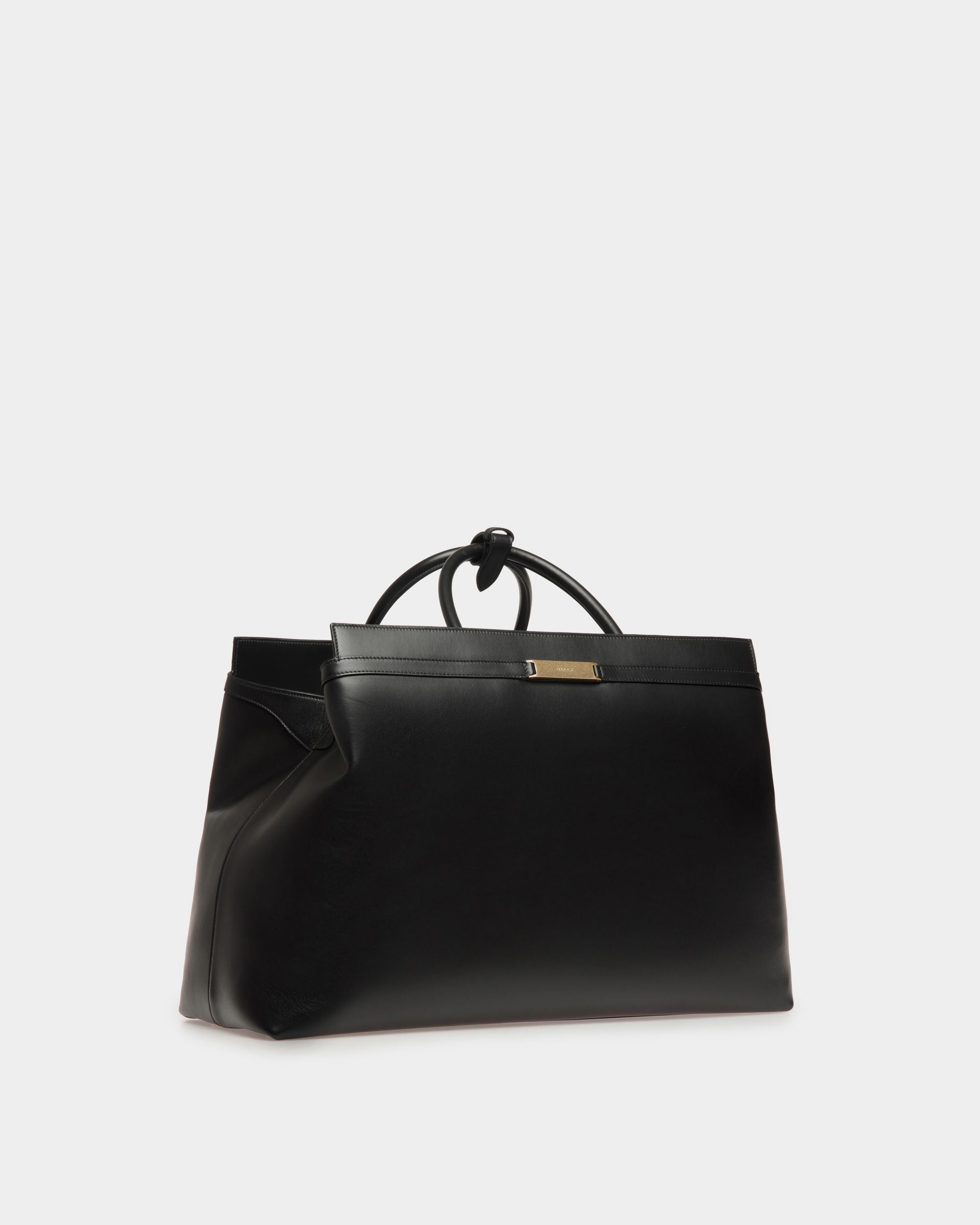 Deco | Men's Weekender in Black Leather | Bally | Still Life 3/4 Front