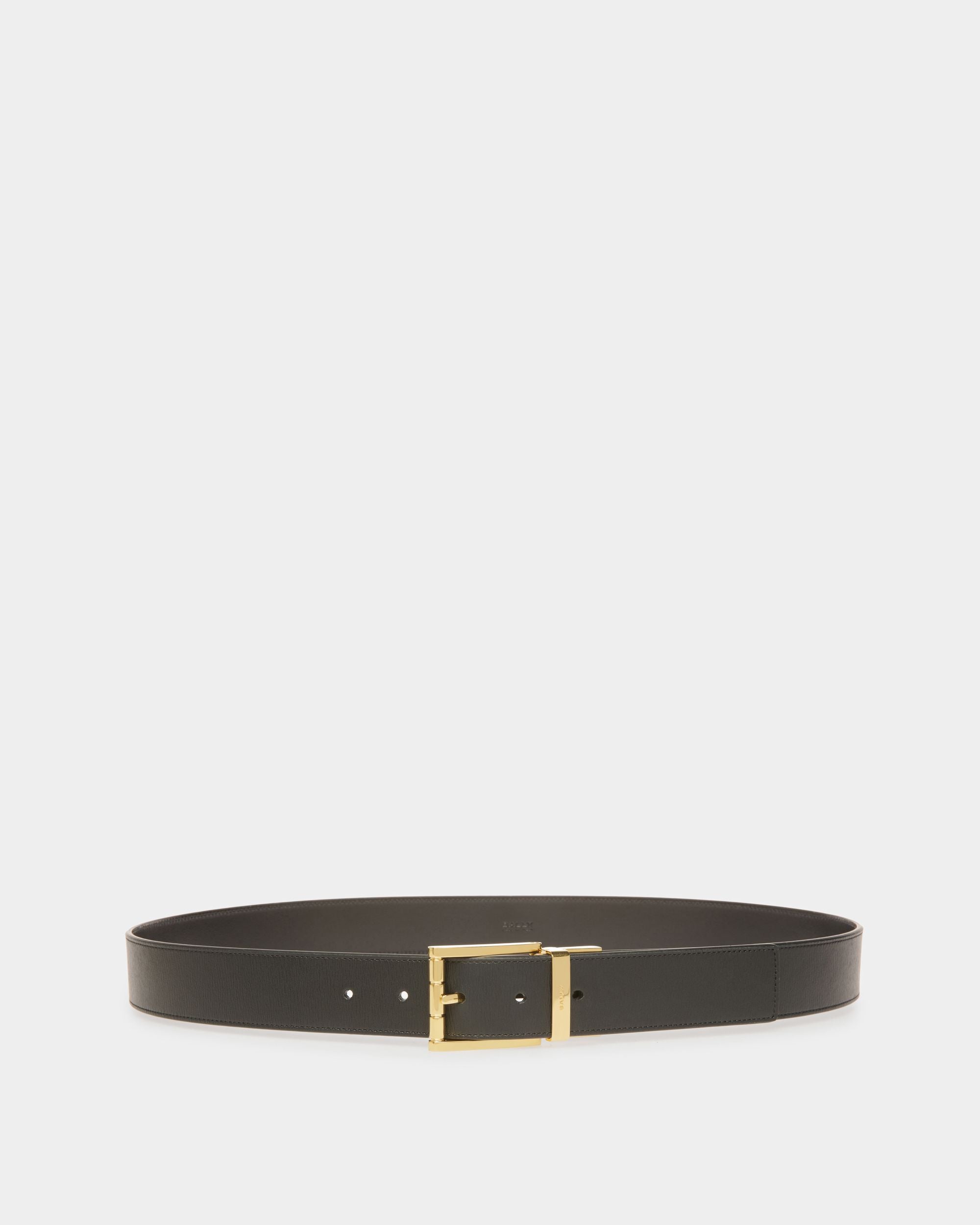 Astory 35 | Men's Adjustable And Reversible Belt | Black Leather | Bally | Still Life Front