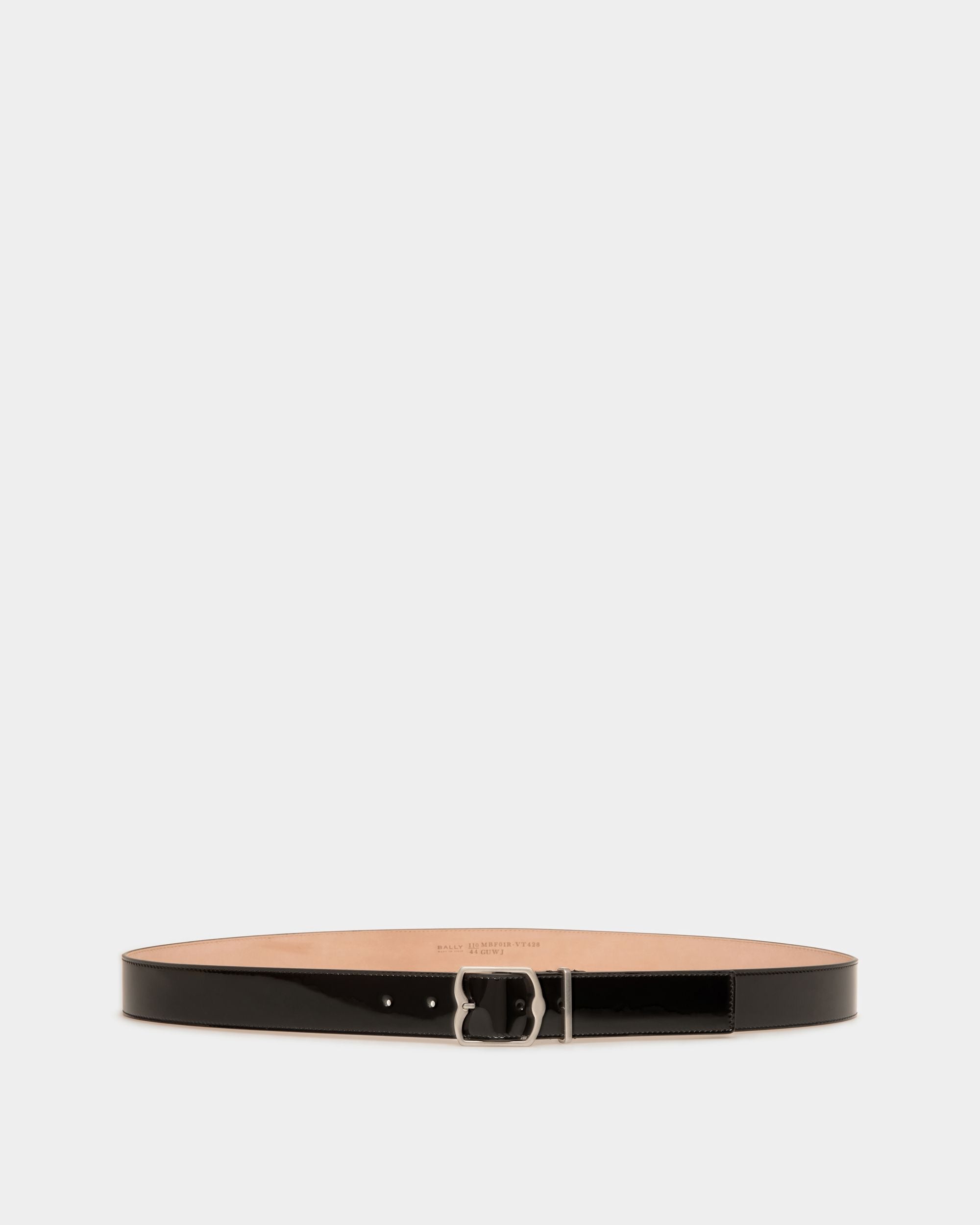 Emblem 35mm | Men's Belt in Black Patent Leather | Bally | Still Life Front