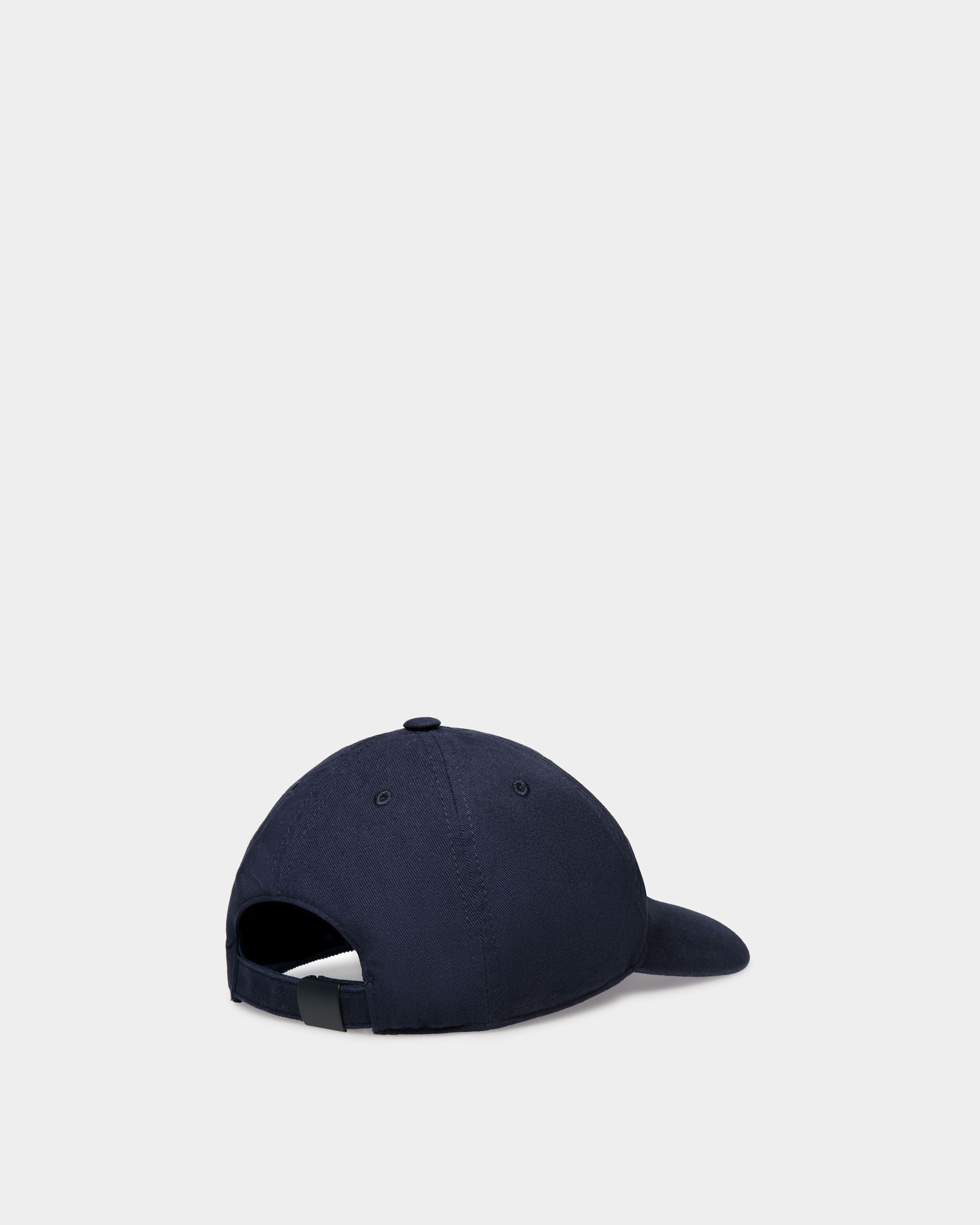 Men's Baseball Hat in Navy Blue Cotton | Bally | Still Life 3/4 Back
