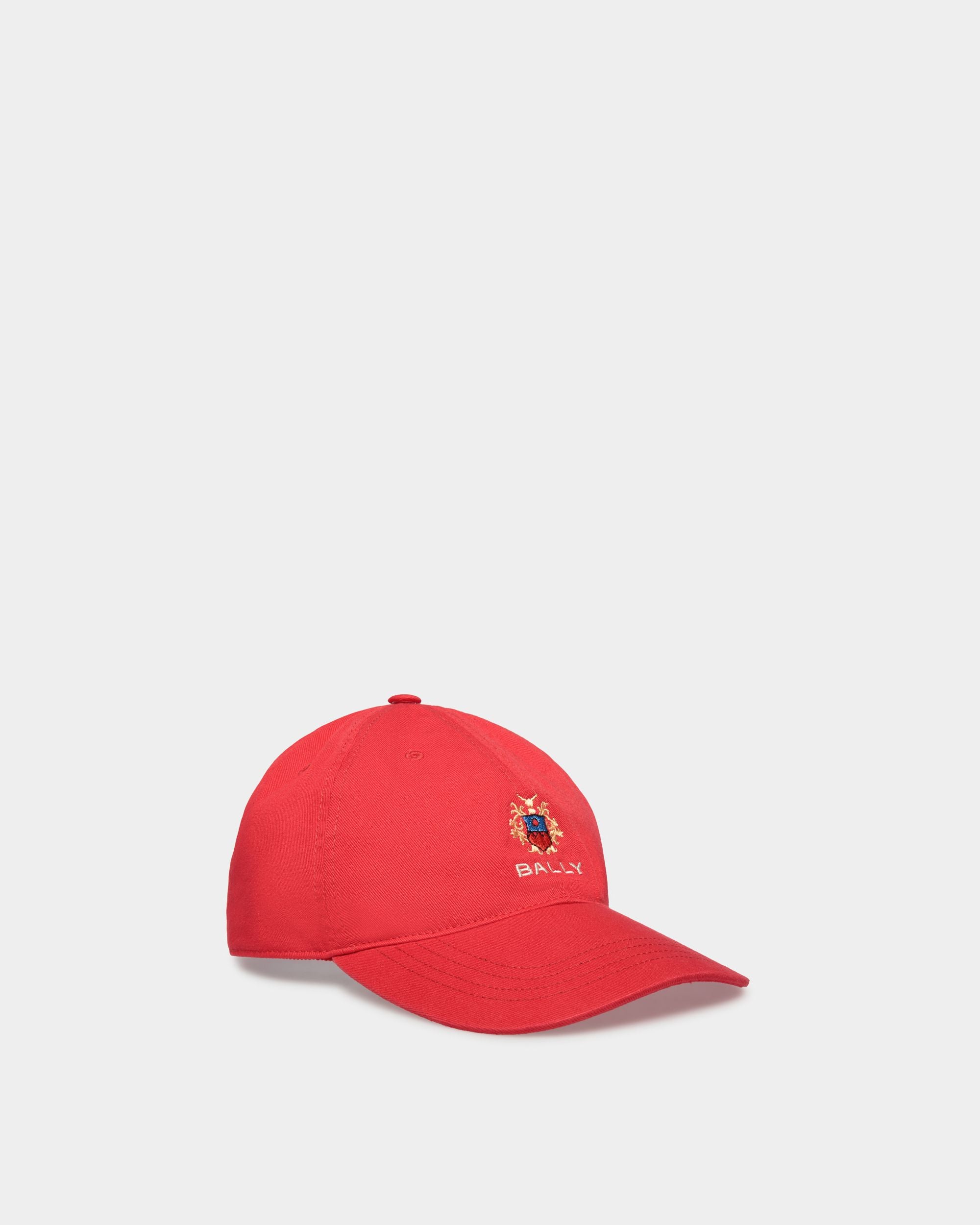 Men's Baseball Hat in Candy Red Cotton | Bally | Still Life Front