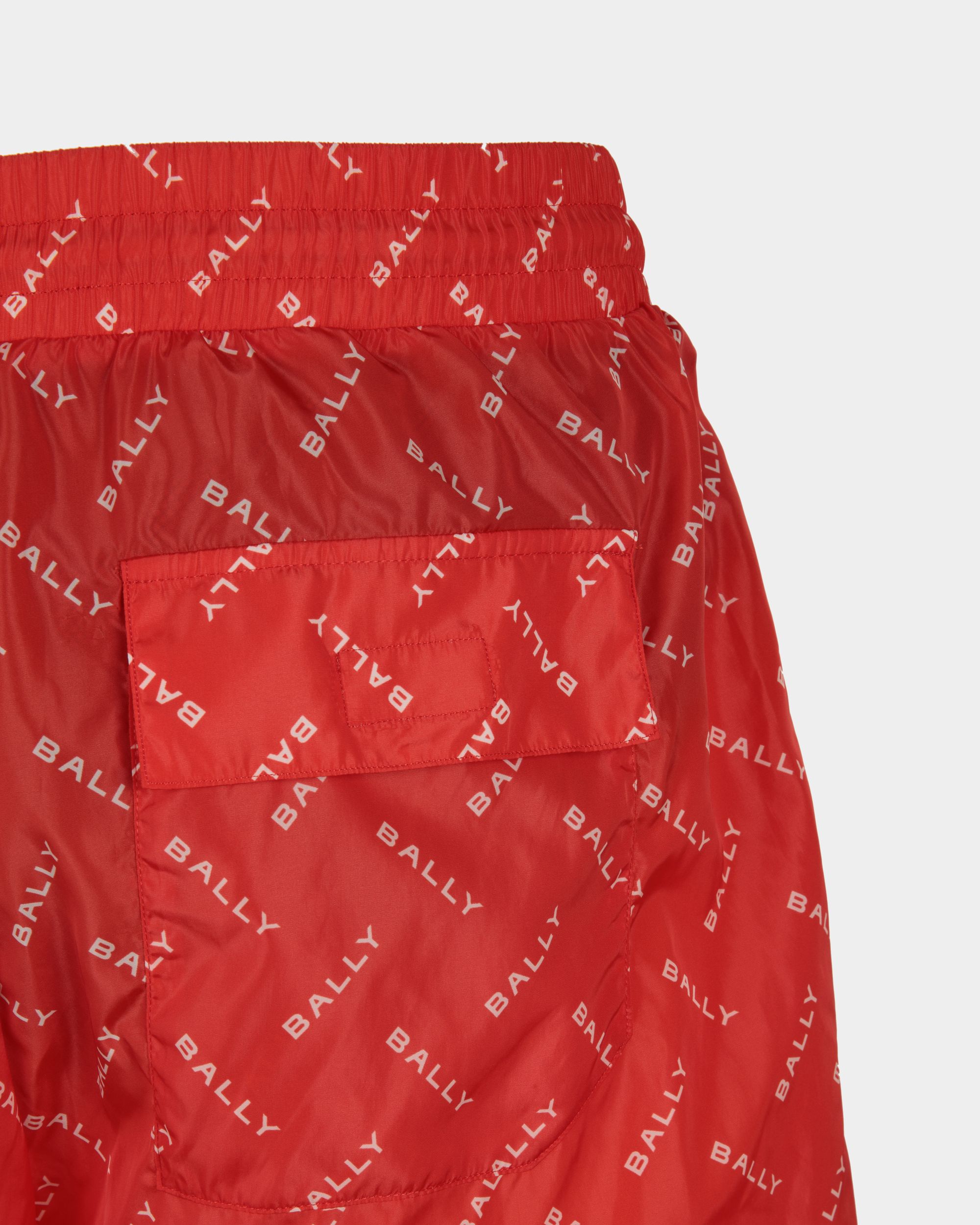 Men's Swim Trunks in Red Fabric| Bally | On Model Detail