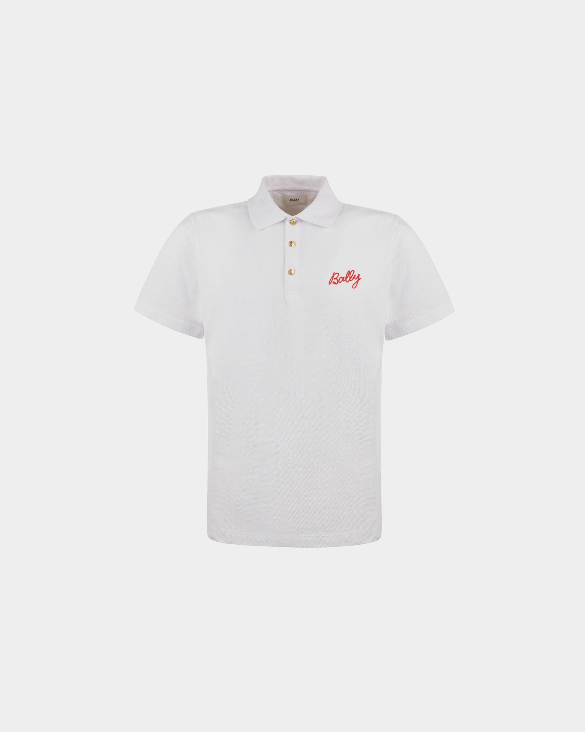 Men's Polo Shirt in White Cotton | Bally | Still Life Front