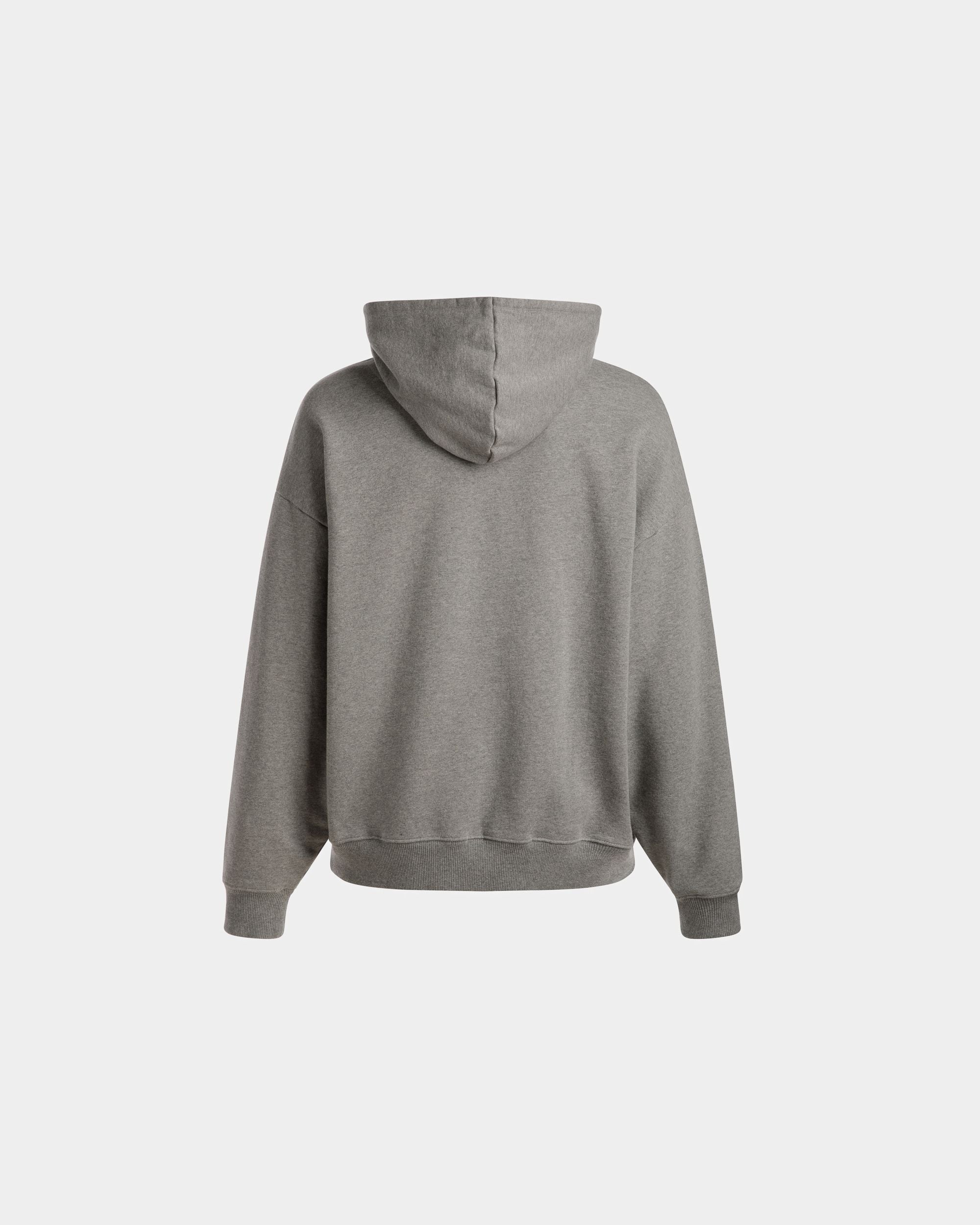 Logo Hooded Sweatshirt | Men's Sweatshirt | Grey Melange Cotton | Bally | Still Life Back