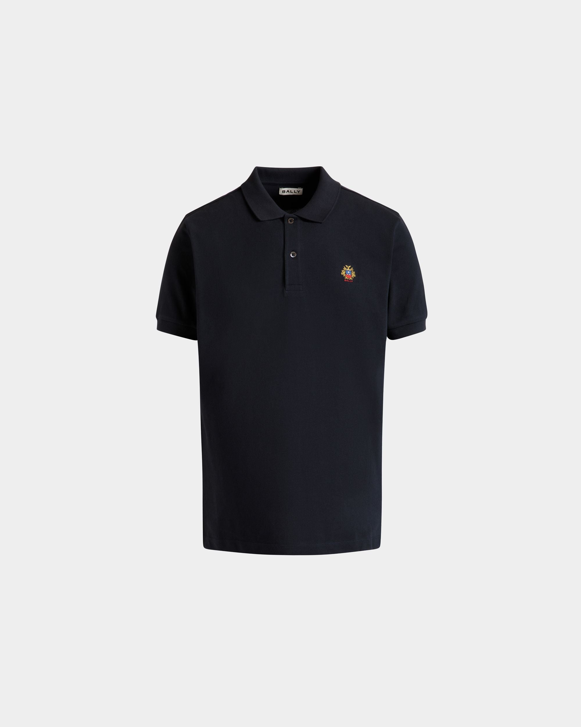 Men's Polo Shirt in Navy Blue Cotton | Bally | Still Life Front