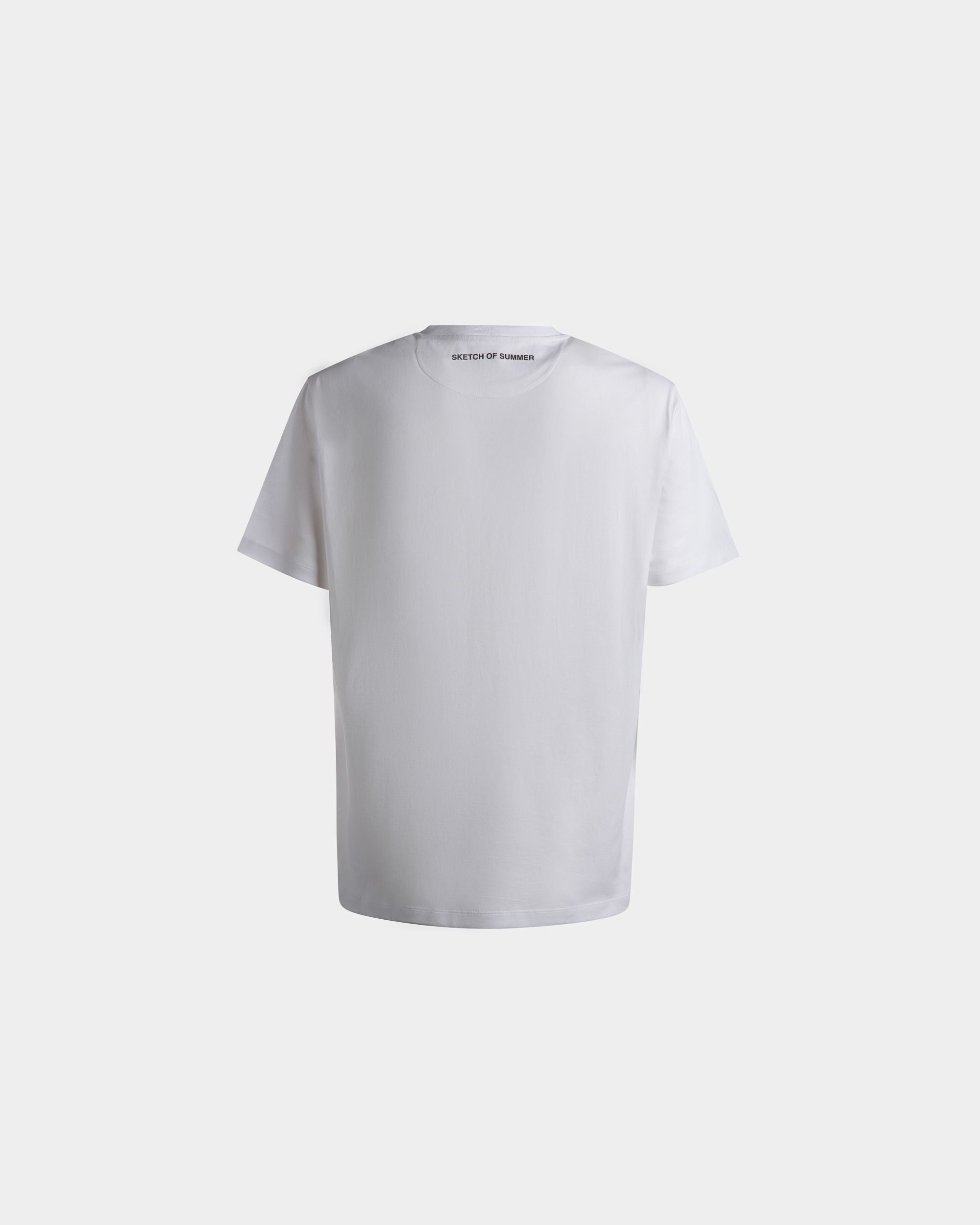 Men's Printed T-Shirt in White Cotton | Bally | Still Life Back
